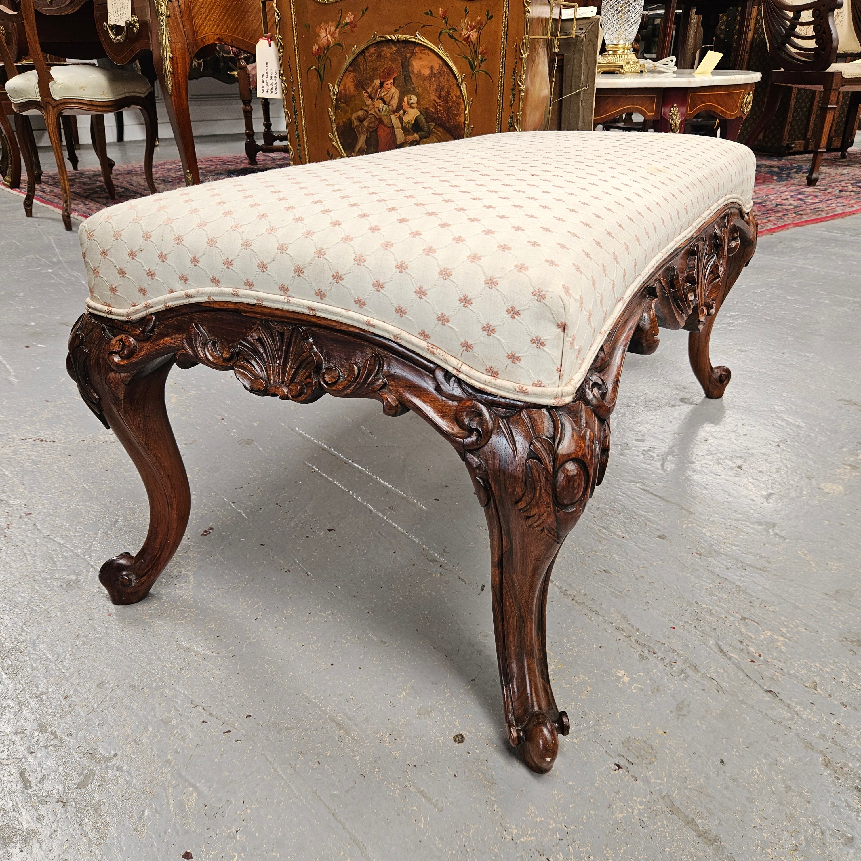 Antique George III Style Double Rosewood Upholstered Stool | Antique & Vintage | Moonee Ponds Antiques | Australia Wide Delivery
