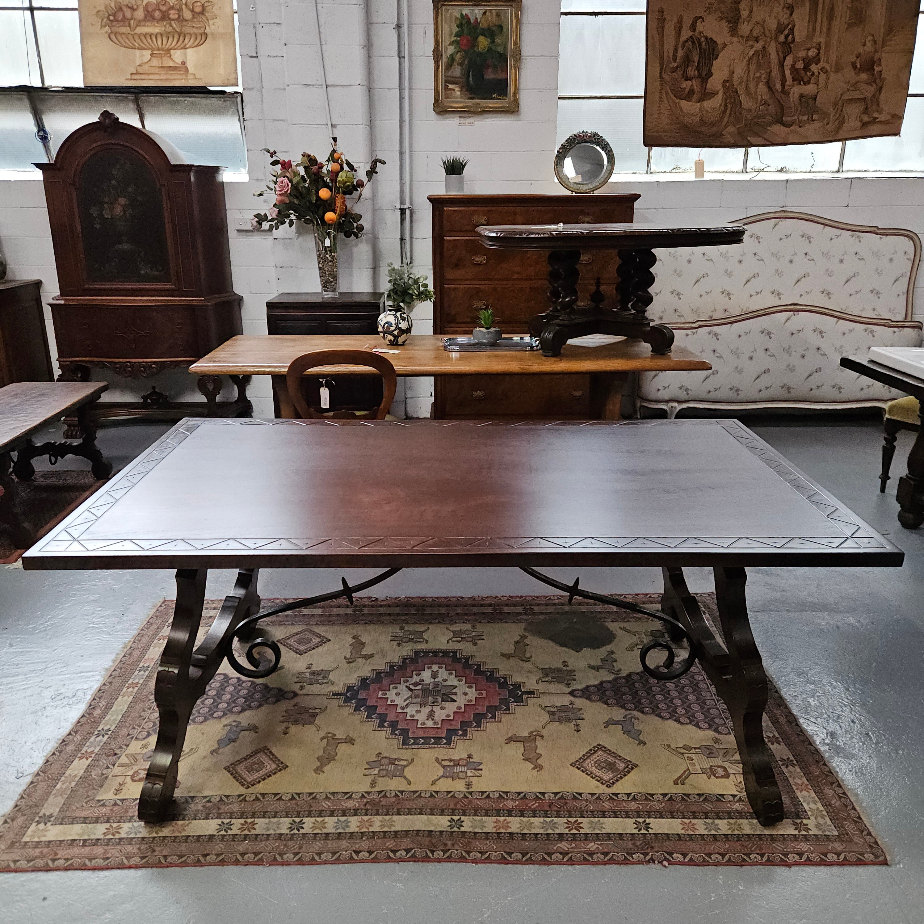 Vintage Walnut Spanish Style Farmhouse Table | Antique & Vintage | Moonee Ponds Antiques | Australia Wide Delivery