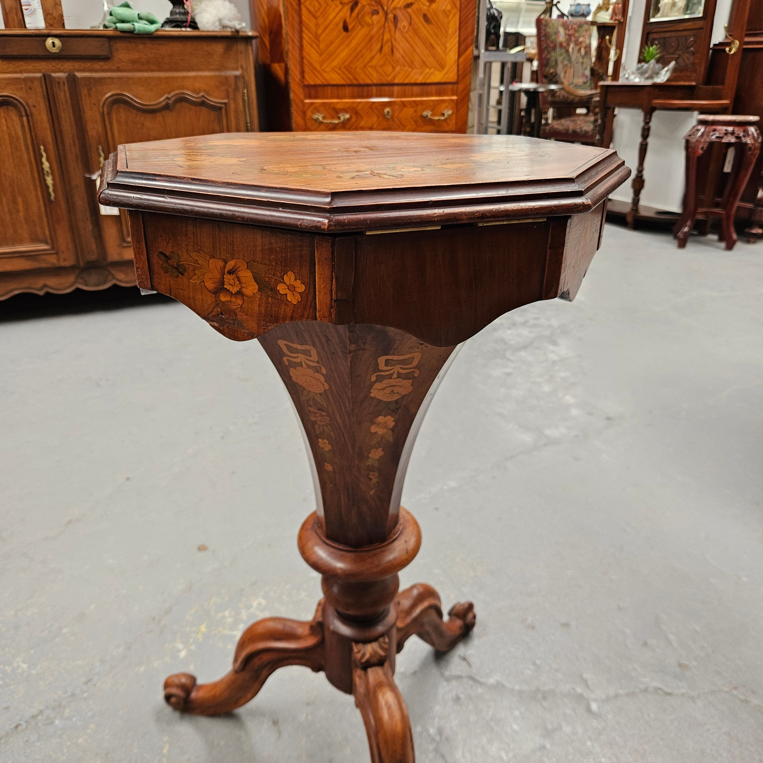 Antique Victorian Inlaid Walnut Sewing / Work Table | Antique & Vintage | Moonee Ponds Antiques | Australia Wide