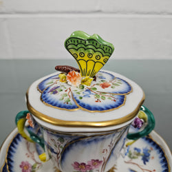 Stunning French Sevres Style Sucrier With Butterfly Lid | Antique & Vintage | Moonee Ponds Antiques | Australia Wide Delivery