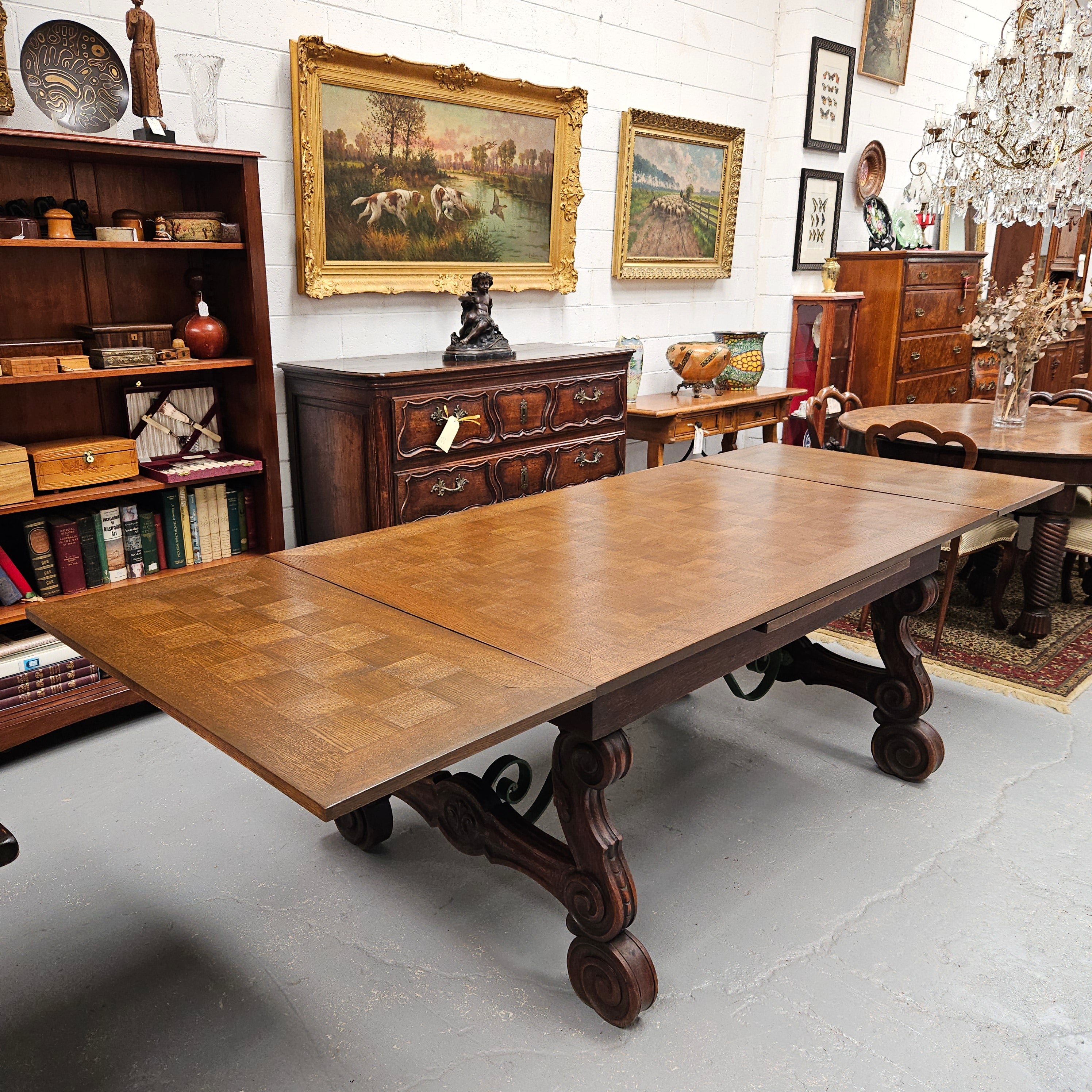 Beautiful French Oak Spanish Style Extension Dining Table | Antique & Vintage | Moonee Ponds Antiques | Australia Wide Delivery