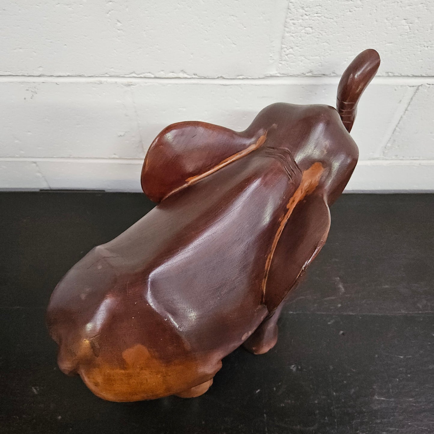 Vintage Carved Wooden Elephant Statue