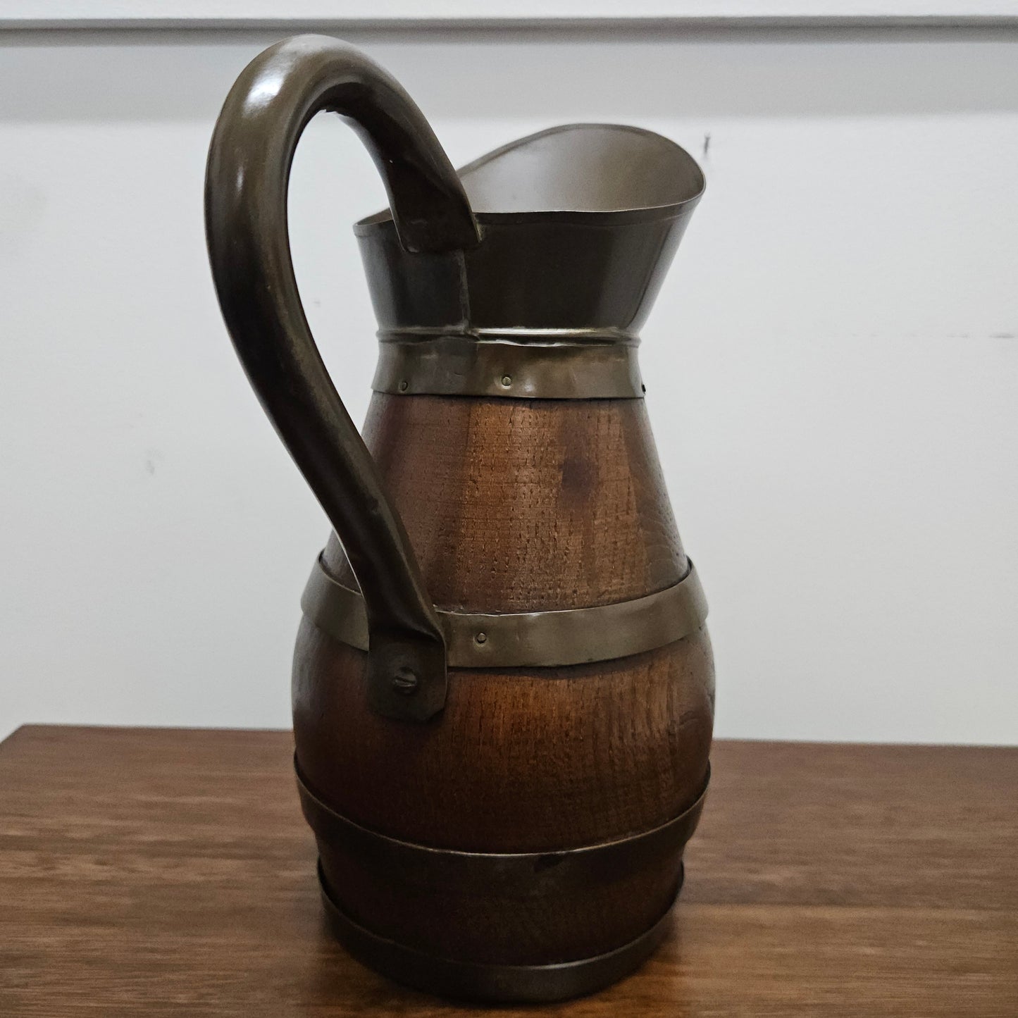 Antique Miniature Copper & French Oak Pitcher