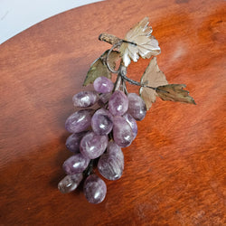 Vintage Cluster Of Amethyst And Jade Grapes And Leaves