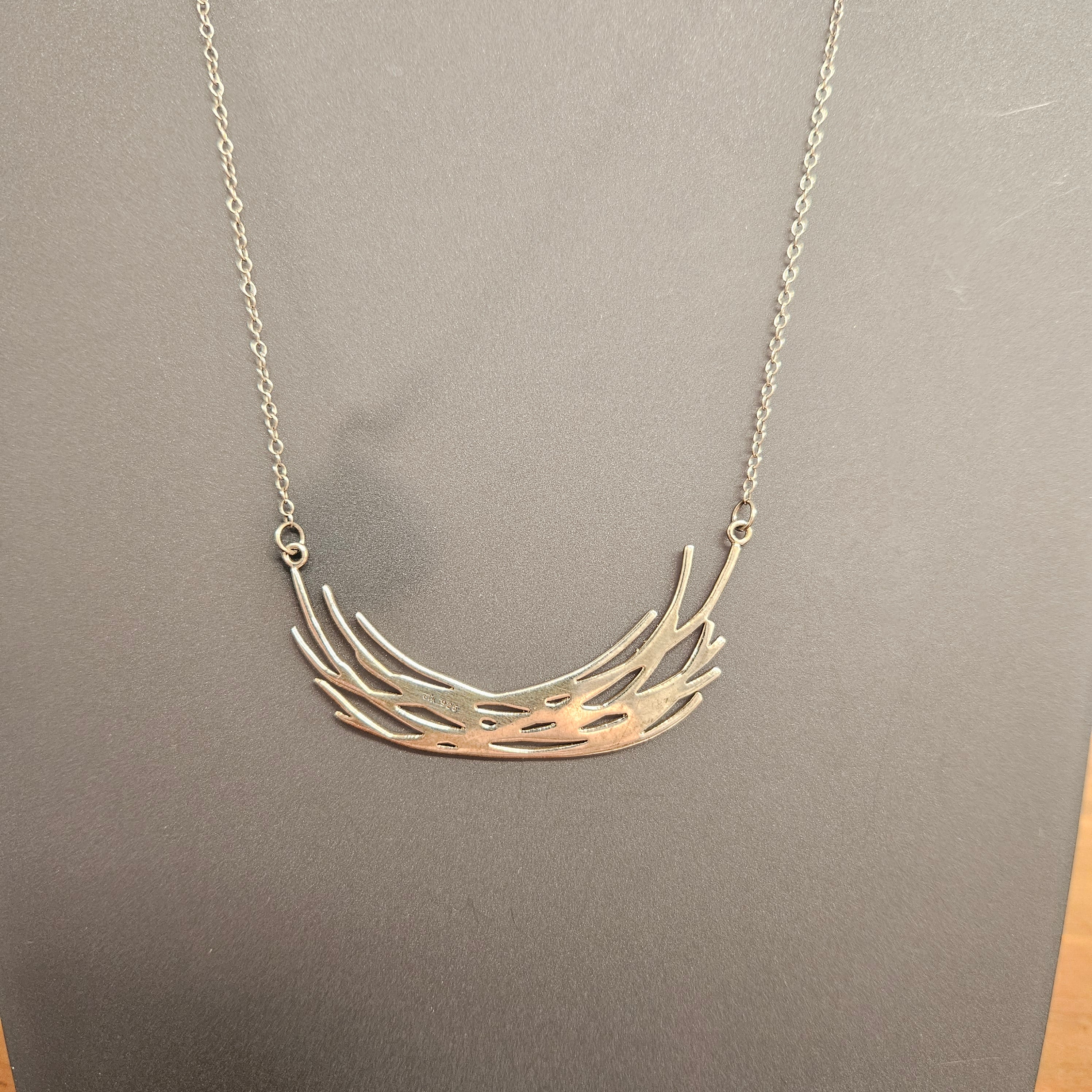 Sterling Silver Sculptural Organic Design Necklace