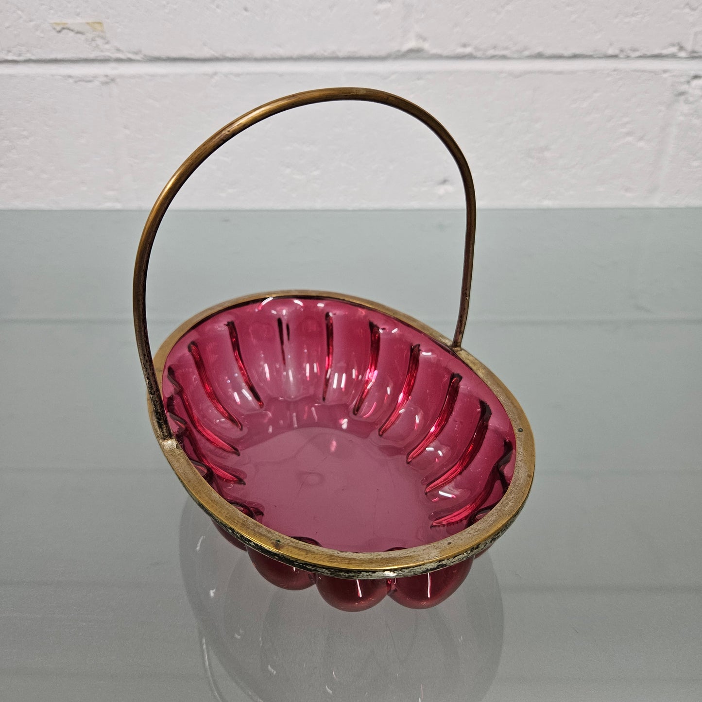 Antique Cranberry Glass Bon Bon Dish