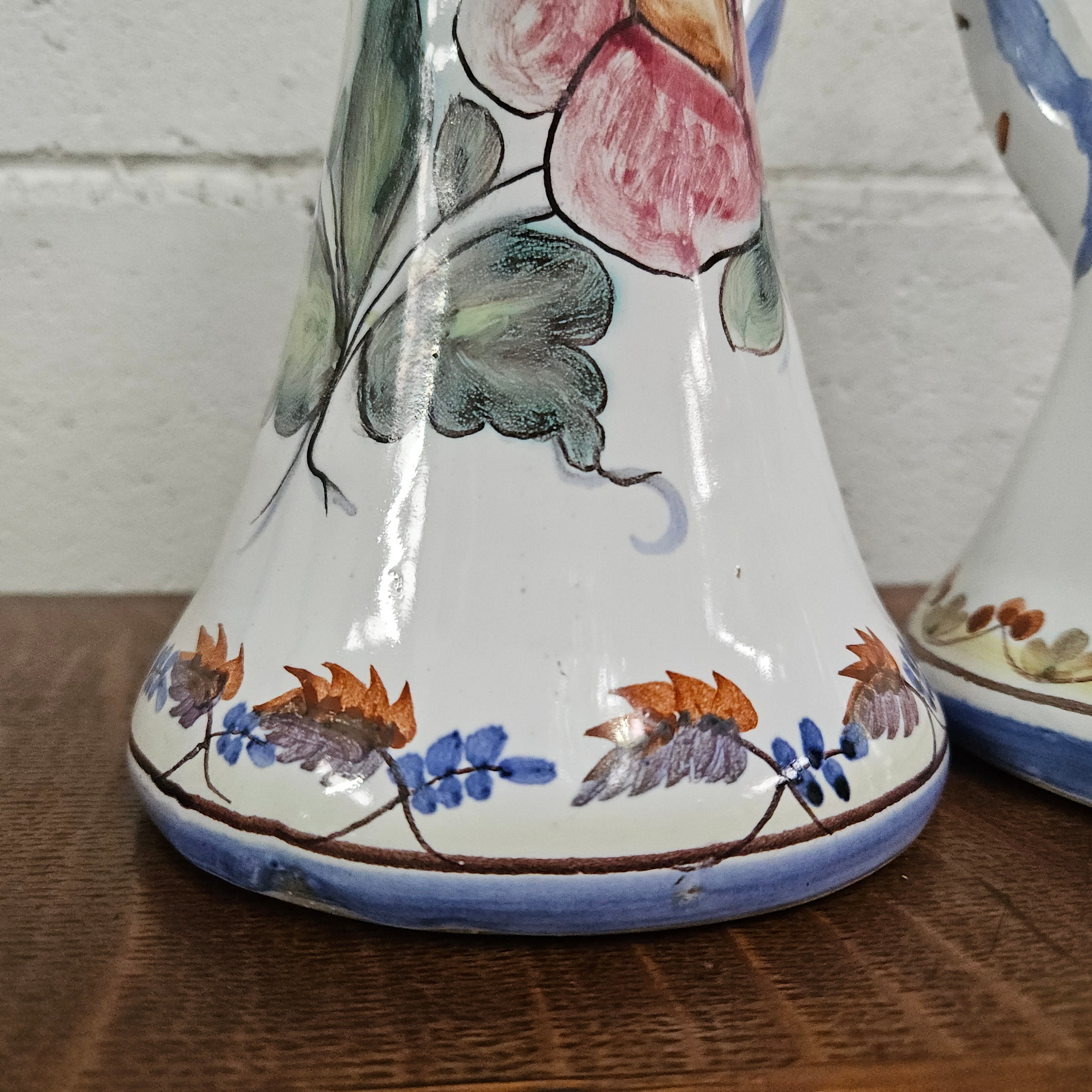Pair of Hand Painted Portguese Pottery Coimbra Jug/Vases | Antique & Vintage | Moonee Ponds Antiques | Australia Wide Delivery