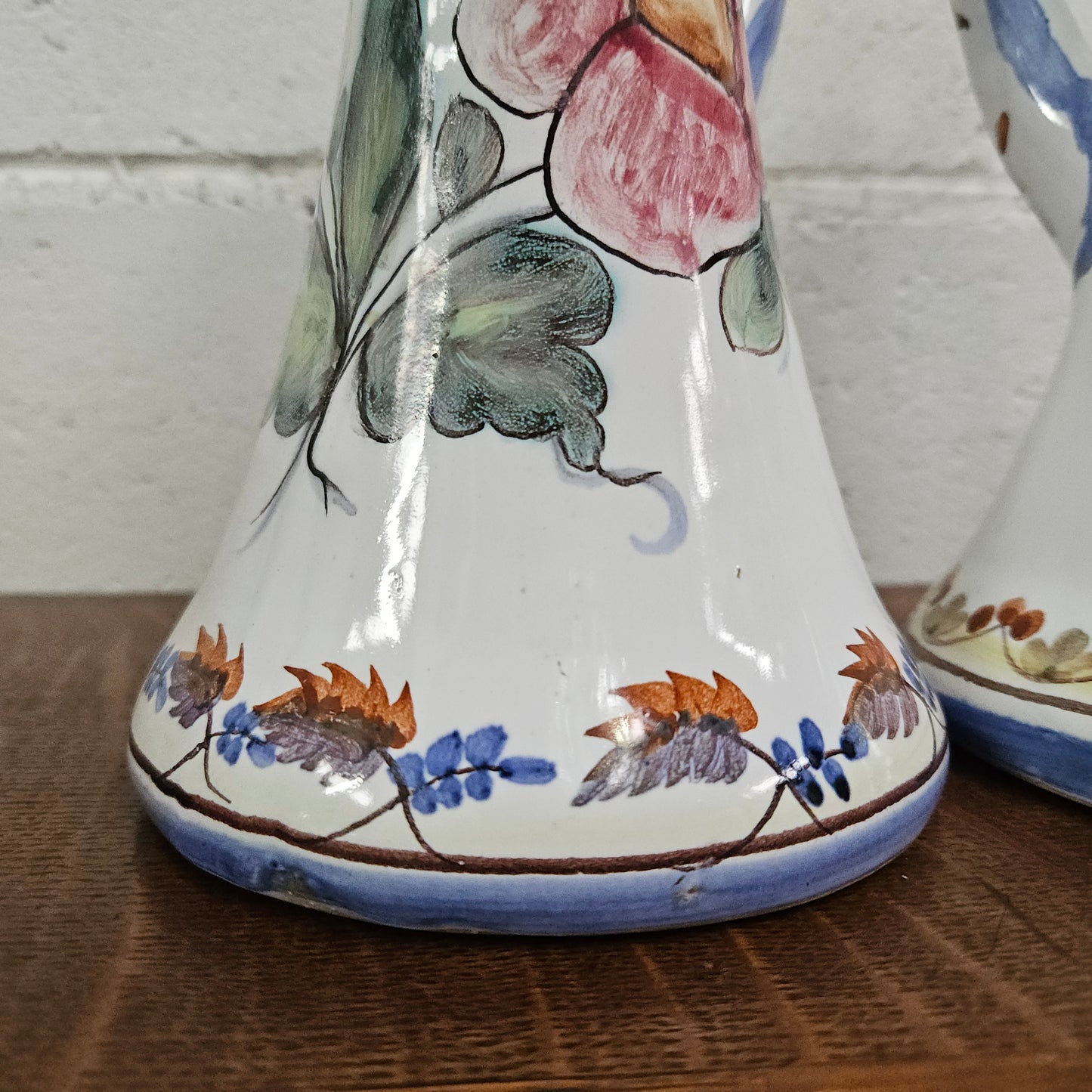 Pair of Hand Painted Portguese Pottery Coimbra Jug/Vases