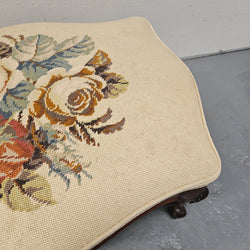 French Mahogany Louis XV Style Footstool With Floral Tapestry | Antique & Vintage | Moonee Ponds Antiques | Australia Wide Delivery