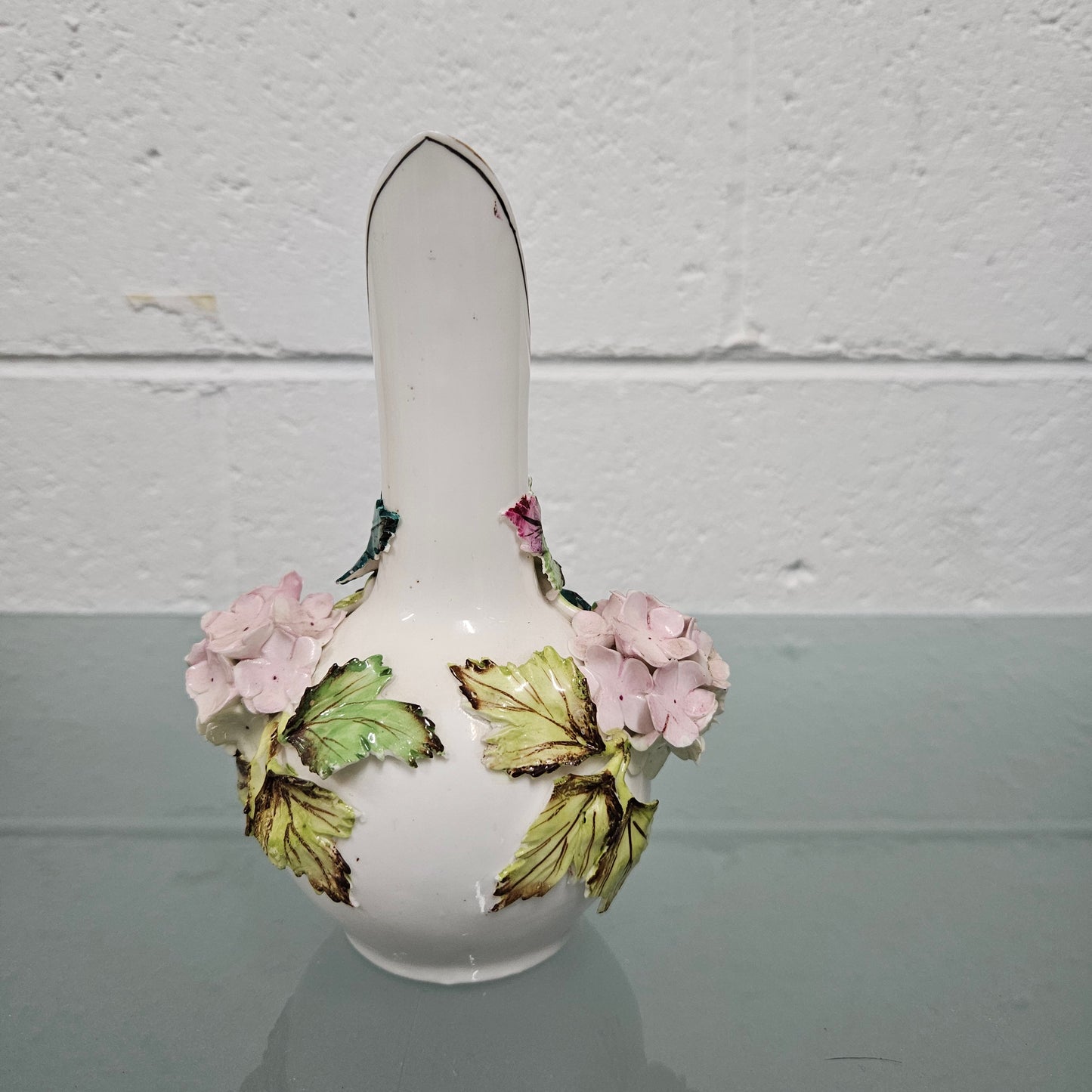 Antique Vase / Jug With Applied Floral Decoration