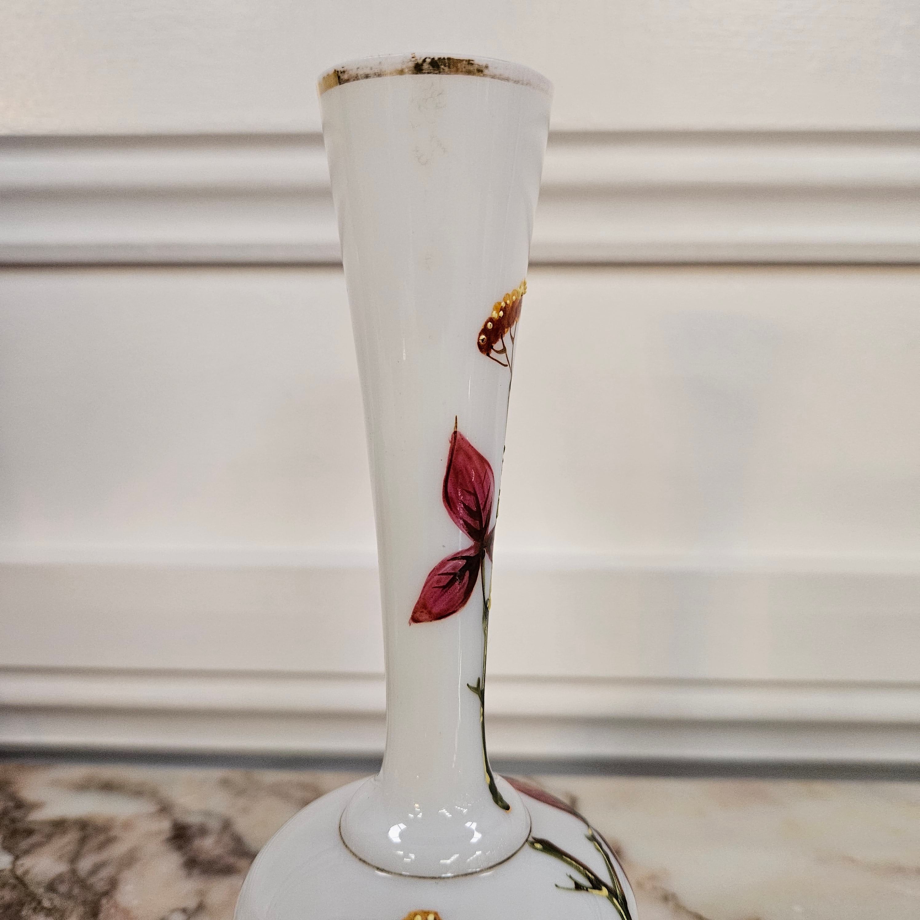 Antique Hand Painted Milk Glass Vase | Antique & Vintage | Moonee Ponds Antiques | Australia Wide Delivery