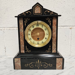 Fully Restored & Serviced French Inlaid Marble Time Piece Clock | Antique & Vintage | Moonee Ponds Antiques | Australia Wide Delivery