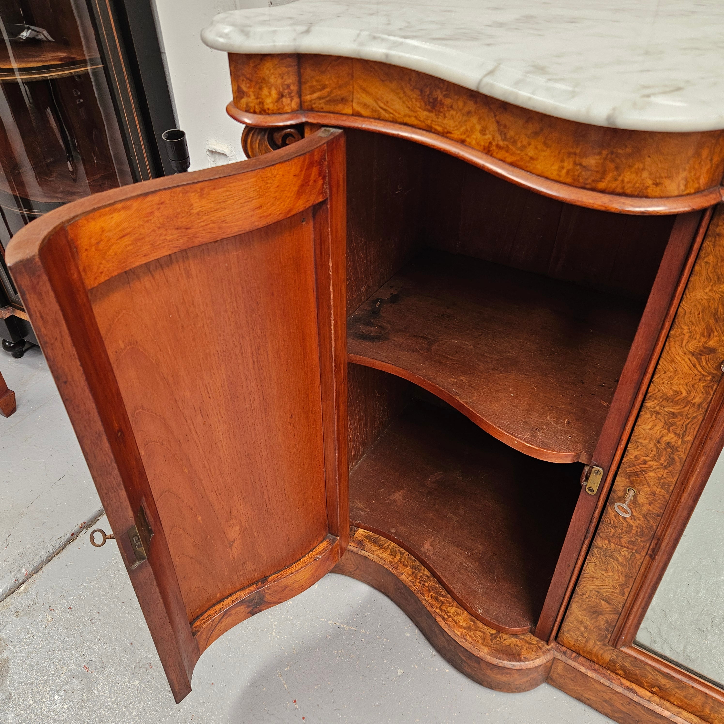 Elegant Figured Walnut Crendza With Marble Top | Antique & Vintage | Moonee Ponds Antiques | Australia Wide Delivery