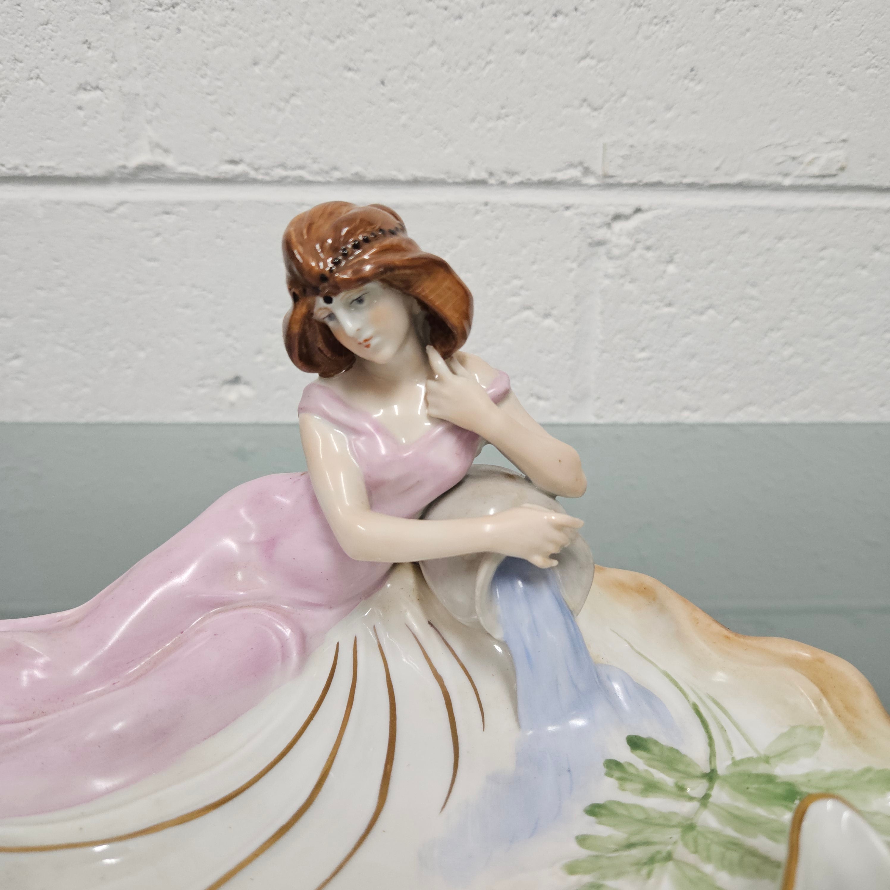 Hand Painted PMP Dresden Art Nouveau Maiden & Water Ewer