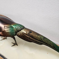 French Art Deco Pair Of Spelter Pheasants On A Marble Plinth | Antique & Vintage | Moonee Ponds Antiques | Australia Wide Delivery