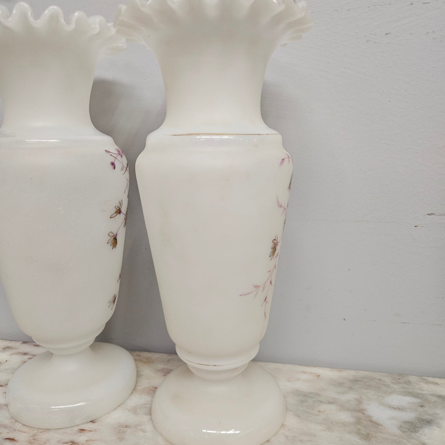 Pair of Victorian Opaline Glass Vases