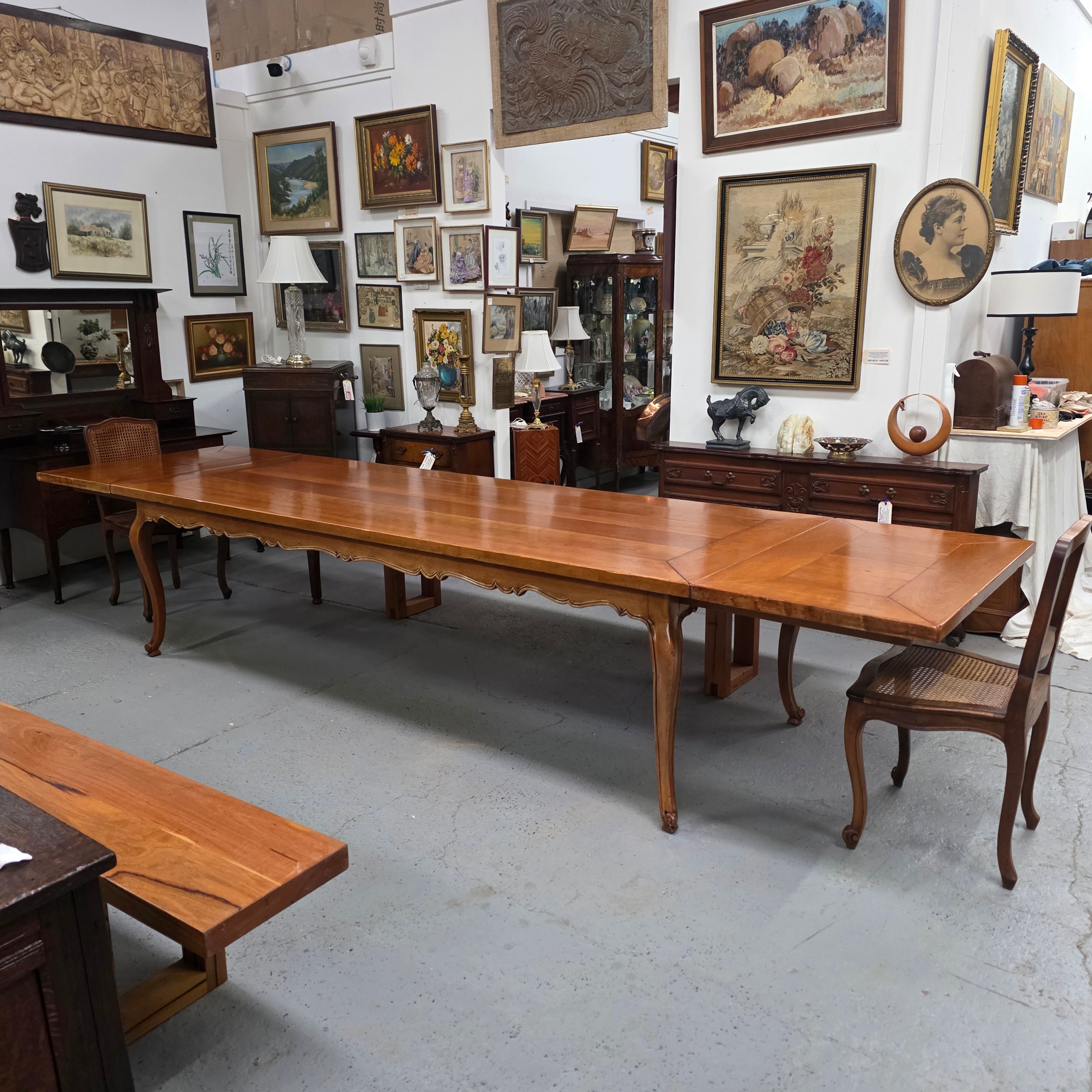 French-Style Reclaimed Cherrywood Extension Dining Table – Extends to 395.5 cm | Antique & Vintage | Moonee Ponds Antiques | Australia Wide Delivery