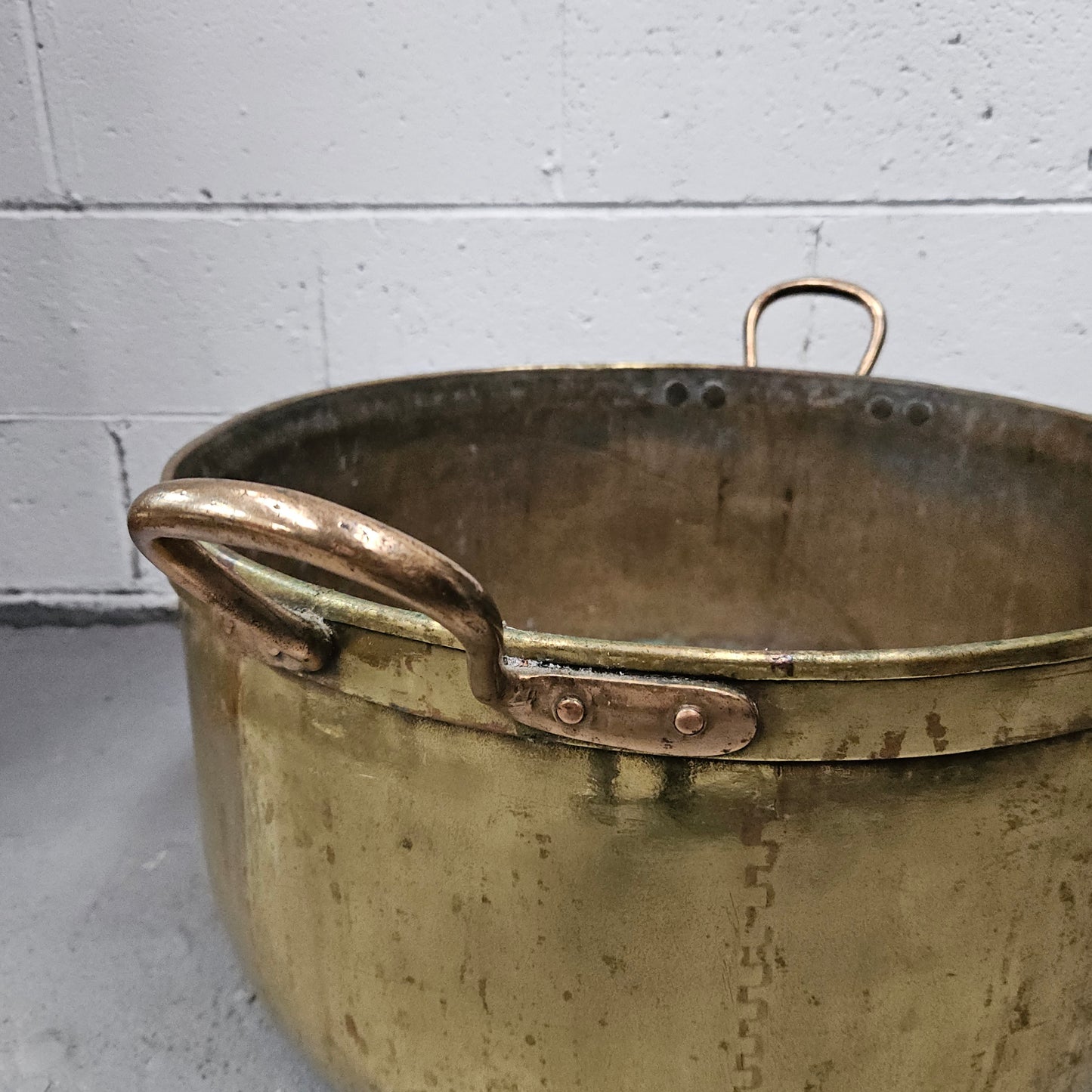 Large Antique brass bucket with handles