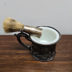 Antique USA Wilcox Silver Plate Co. Shaving Mug & Brush | Antique & Vintage | Moonee Ponds Antiques | Australia Wide Delivery