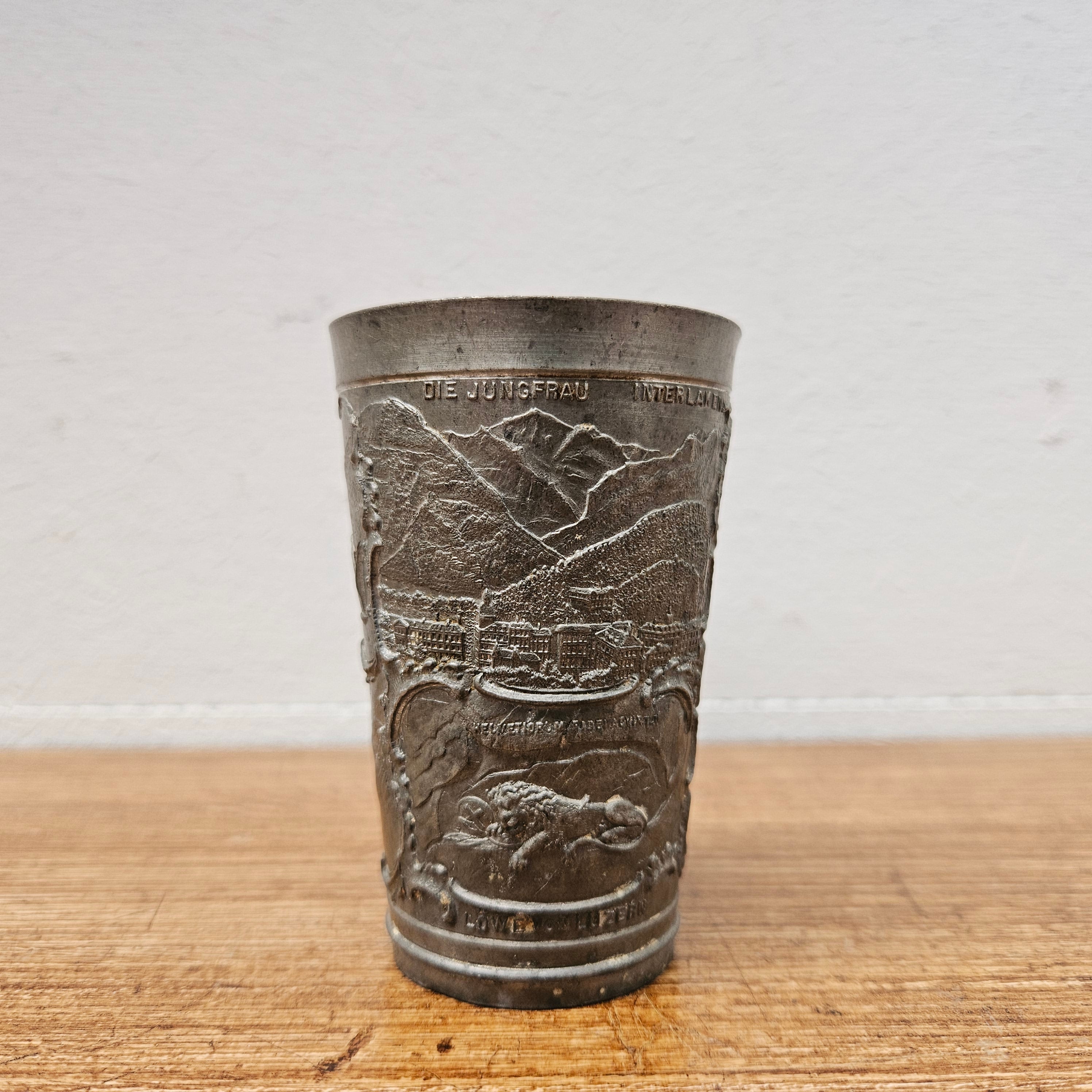 Antique Swiss Pewter Decorated Wine Cup | Antique & Vintage | Moonee Ponds Antiques | Australia Wide Delivery
