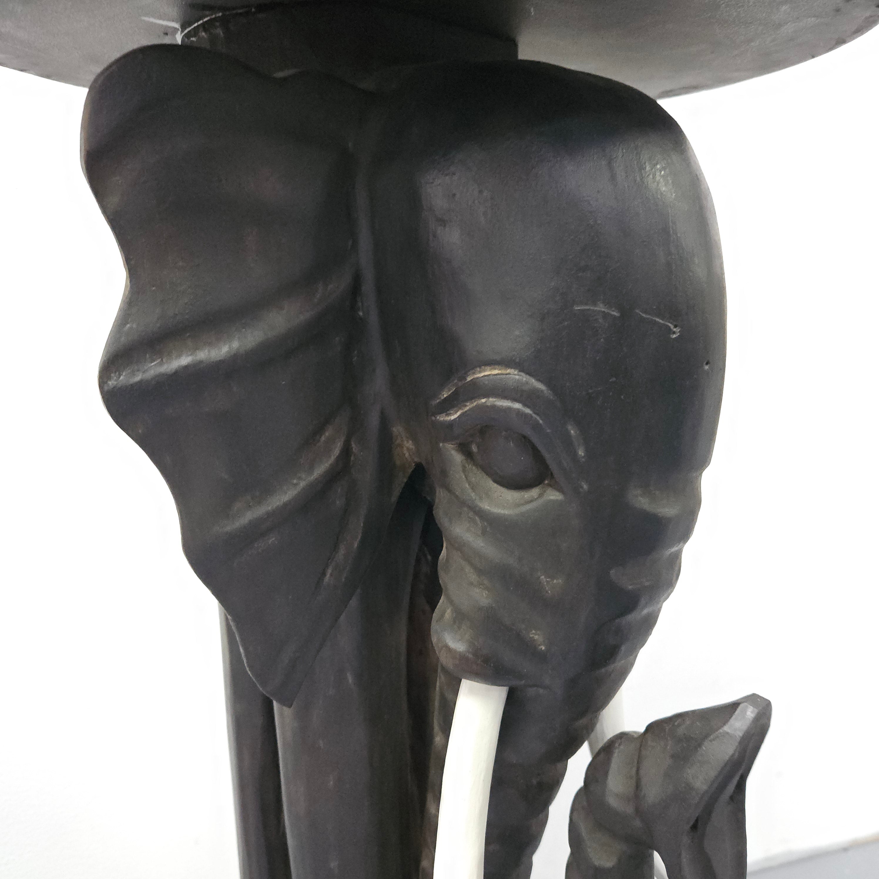 HOLD Unusual Hand Carved Ebonized Timber Elephant Side Table | Antique & Vintage | Moonee Ponds Antiques | Australia Wide Delivery
