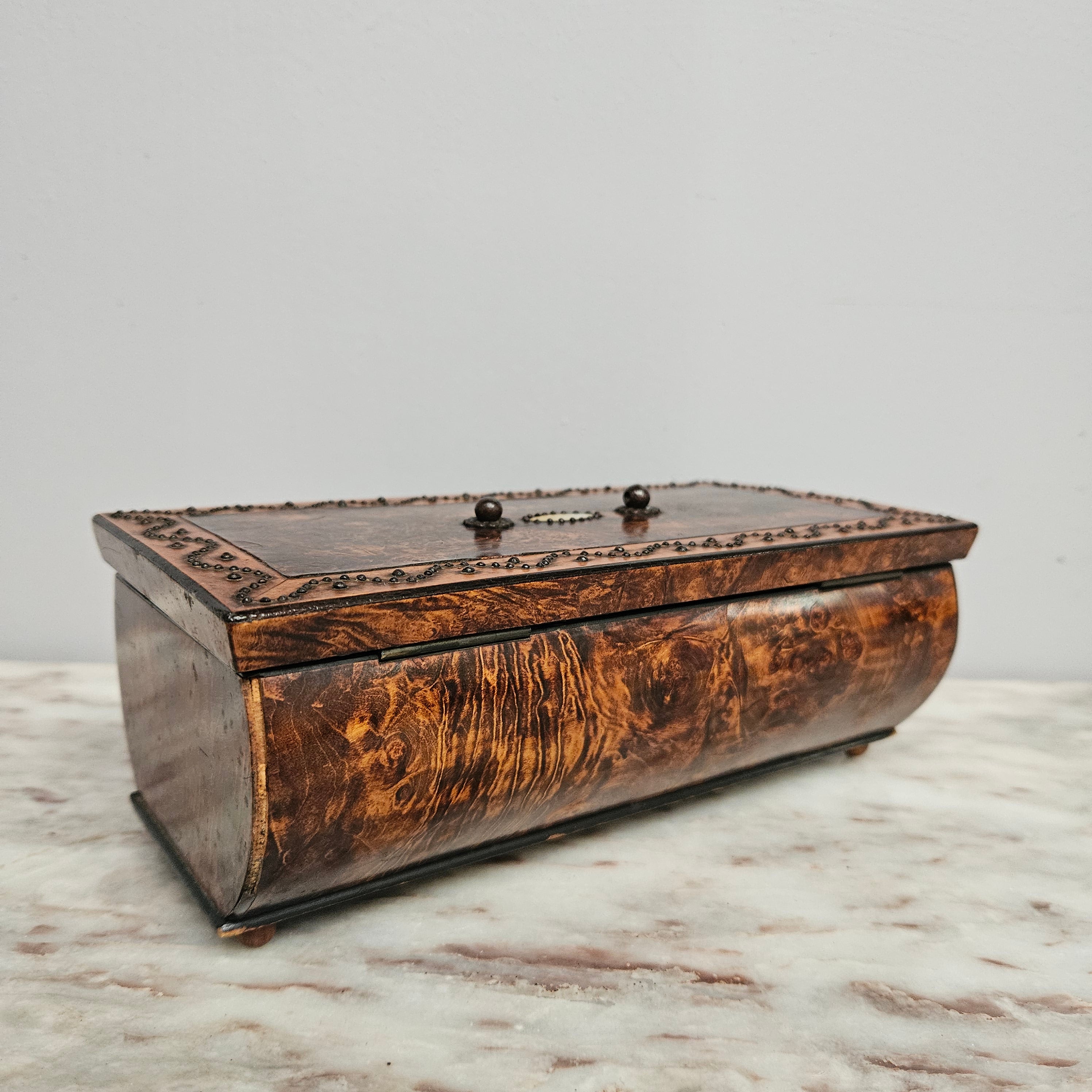 French Mulberry (Burl Ash) Trinket Box with Key | Antique & Vintage | Moonee Ponds Antiques | Australia Wide Delivery