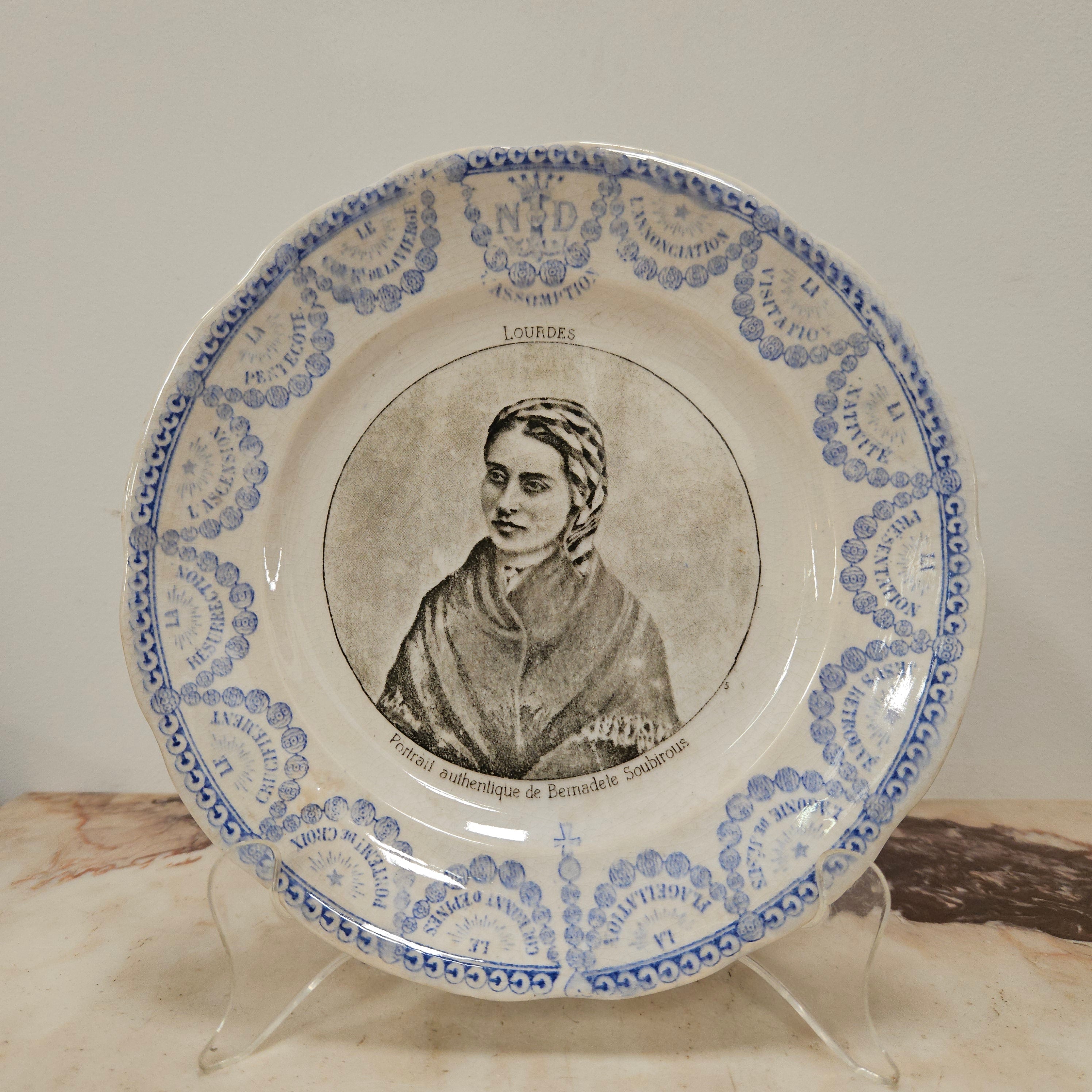 Antique French 'Lourdes' Plate