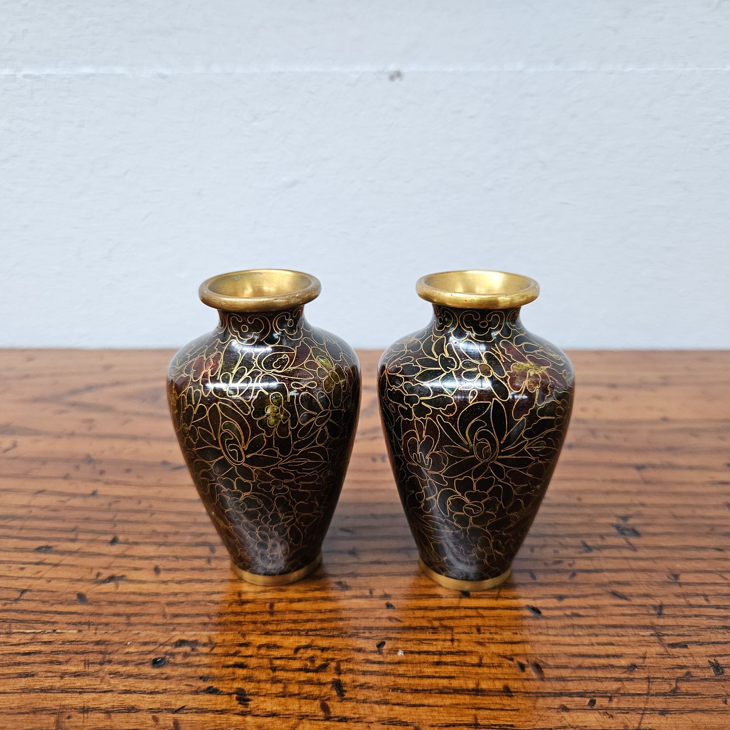 Pair of Miniature Cloisonne Vases