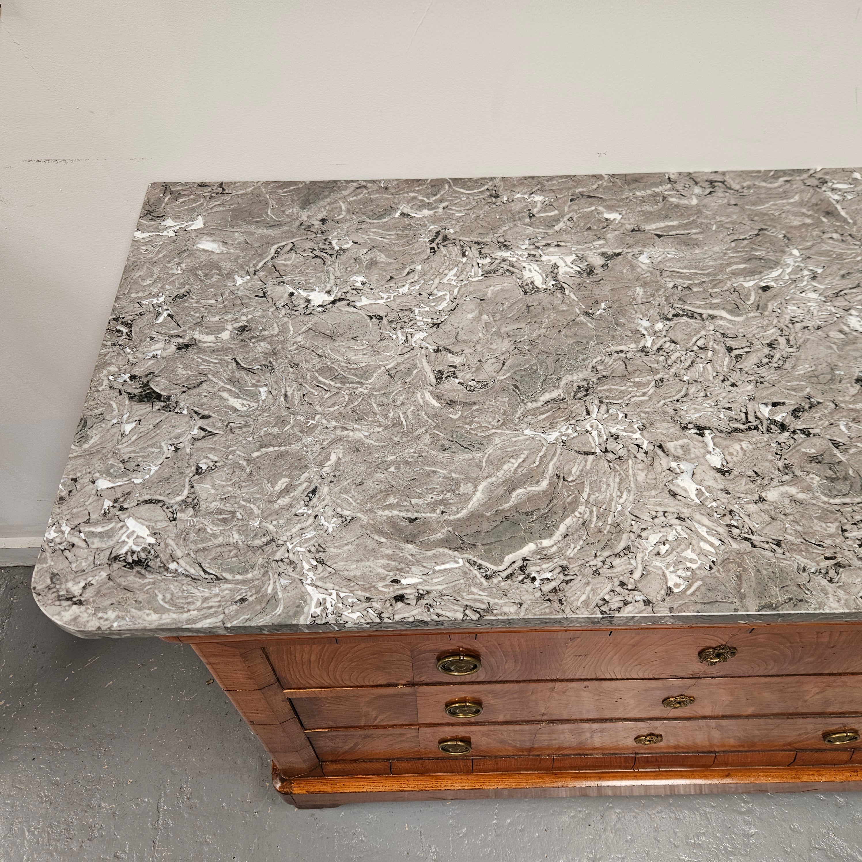 Stunning French 18th Century Elm Commode With Superb Original Grey Marble | Antique & Vintage | Moonee Ponds Antiques | Australia Wide Delivery