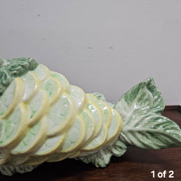 Vintage Italian Hand painted Majolica Fish Covered Dish