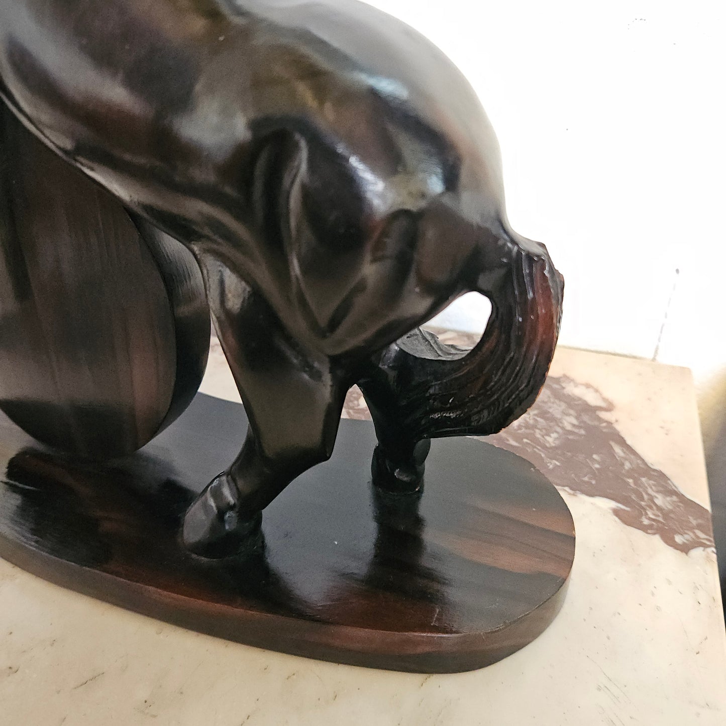 Vintage Carved Blackbean Timber Horse Figure