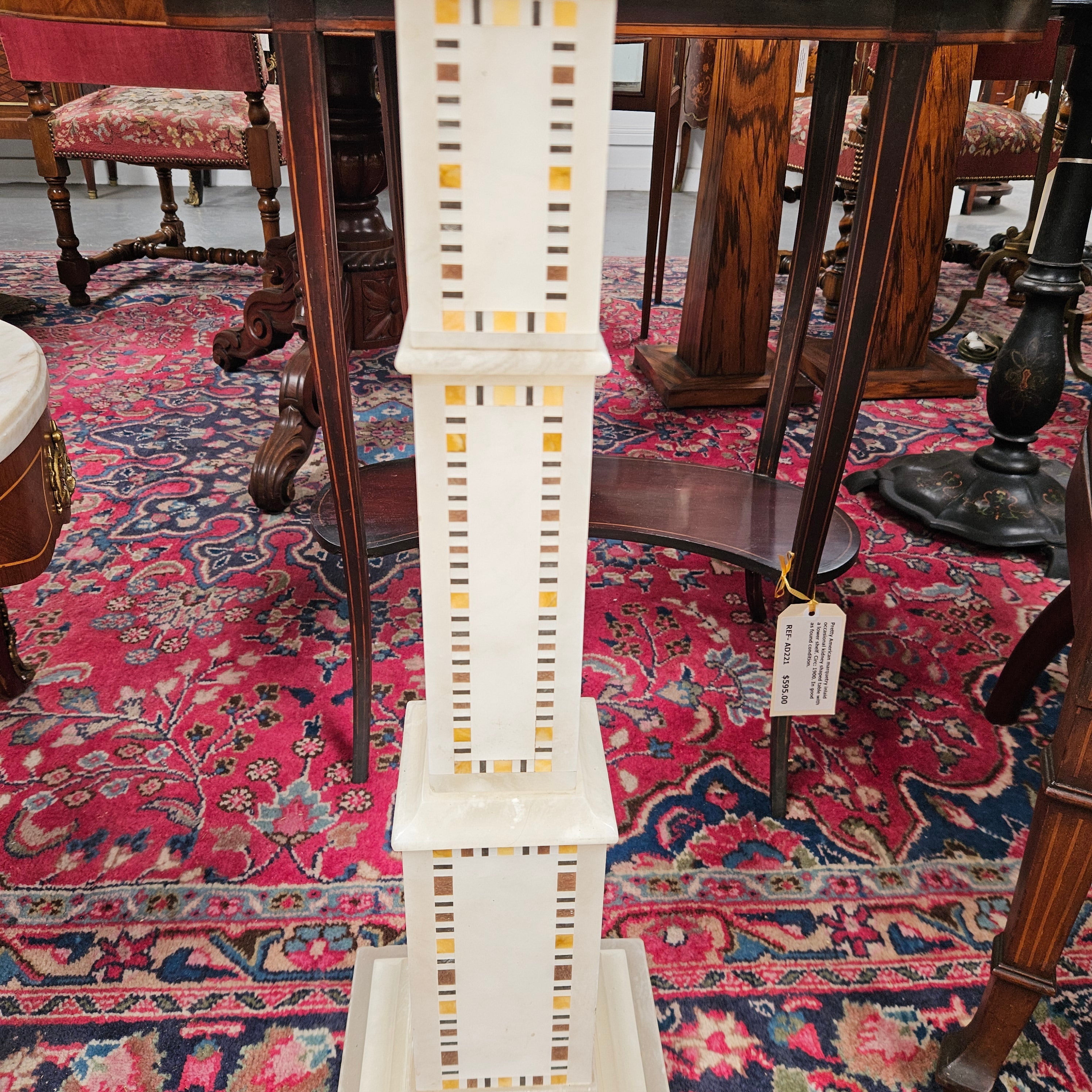 Antique Pietra Dura Alabaster Pedestal | Antique & Vintage | Moonee Ponds Antiques | Australia Wide