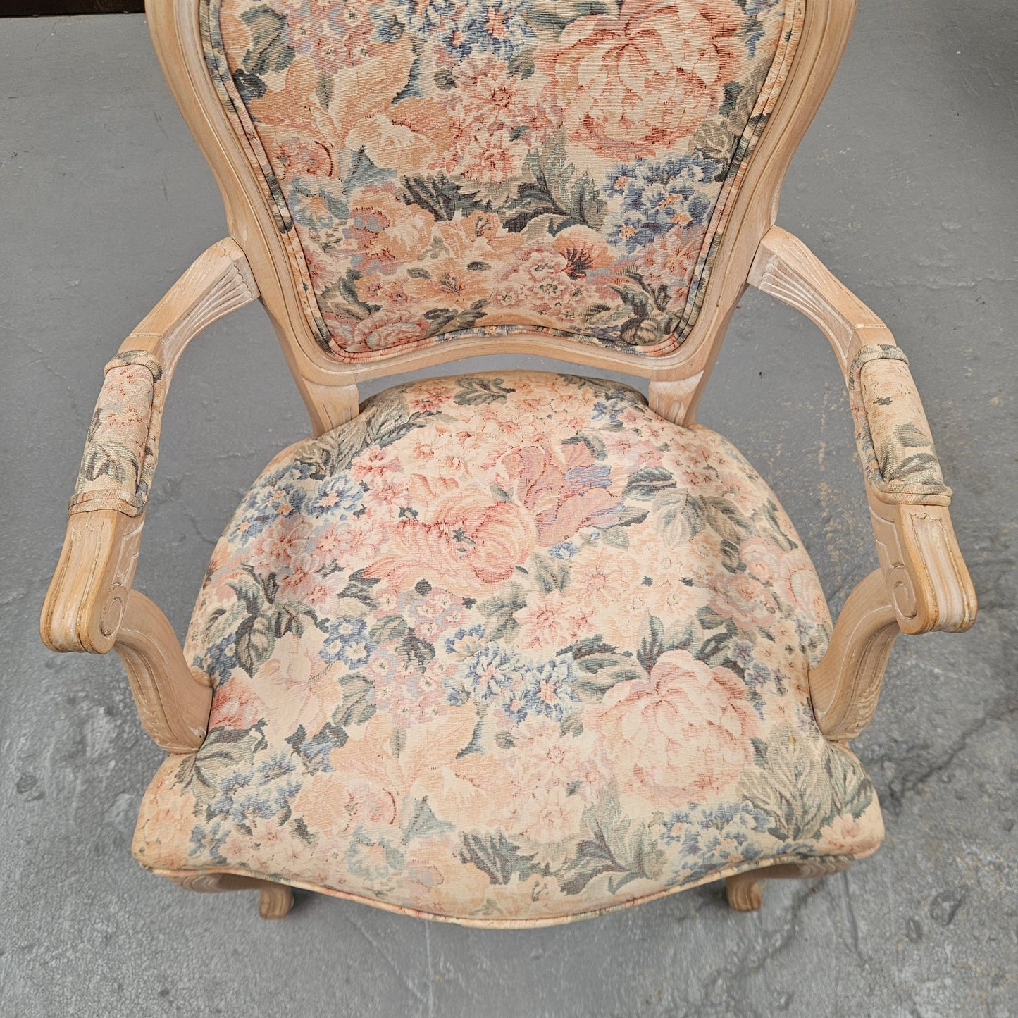 Vintage Whitewash Provincial Style Armchair