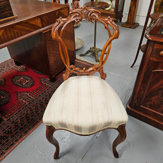 Victorian Walnut Carved Back Side Chair