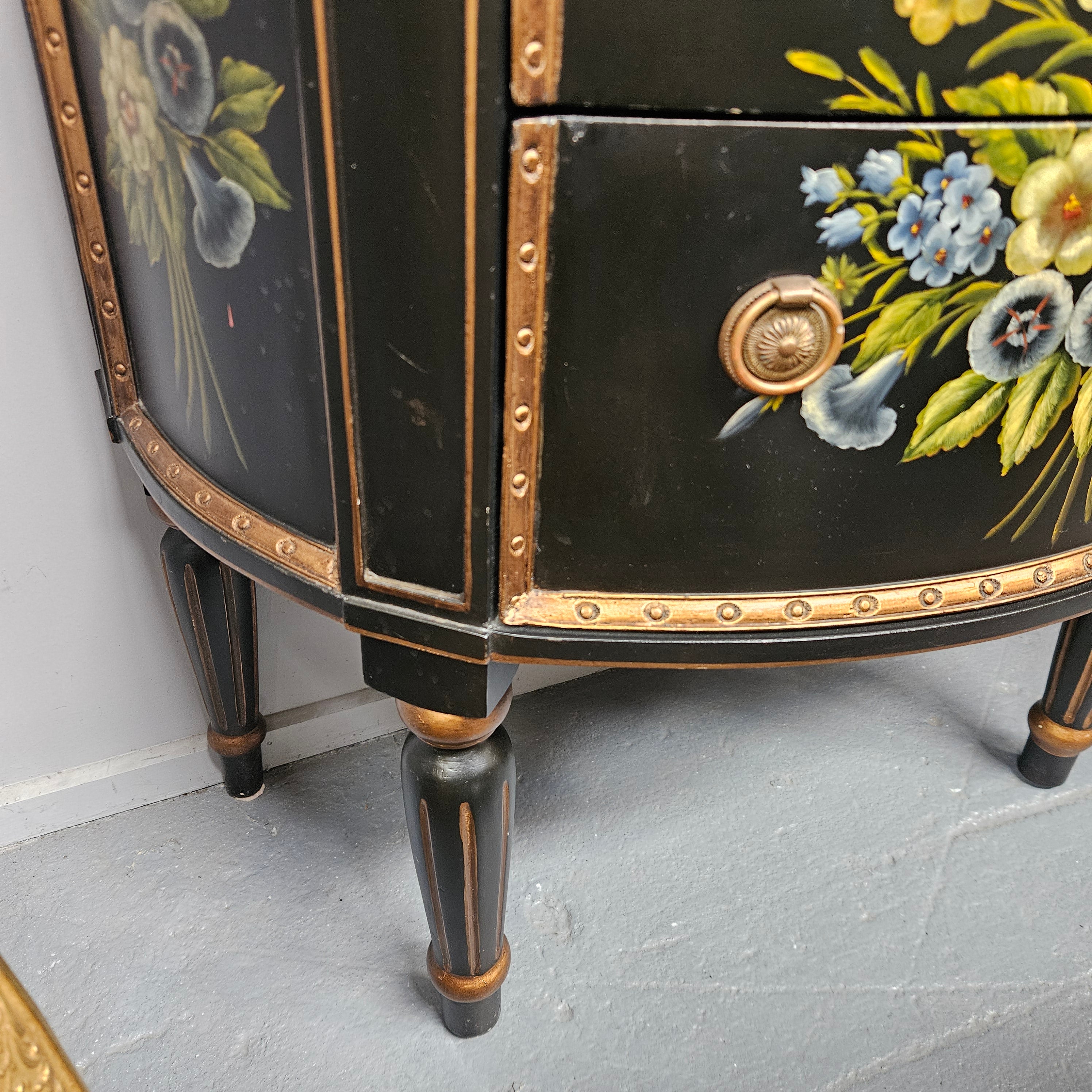 French Style Ebonised Hand Painted Chest of Drawers | Antique & Vintage | Moonee Ponds Antiques | Australia Wide Delivery