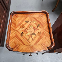 Miniature Pair of Marquetry Inlaid Louis XV Style Bedsides
