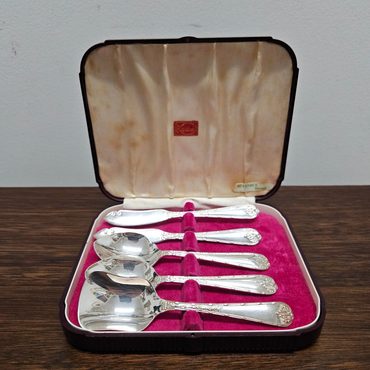 Bakelite Case Rodd EPNS Silver Butter Knives/Tea/Sugar Spoons