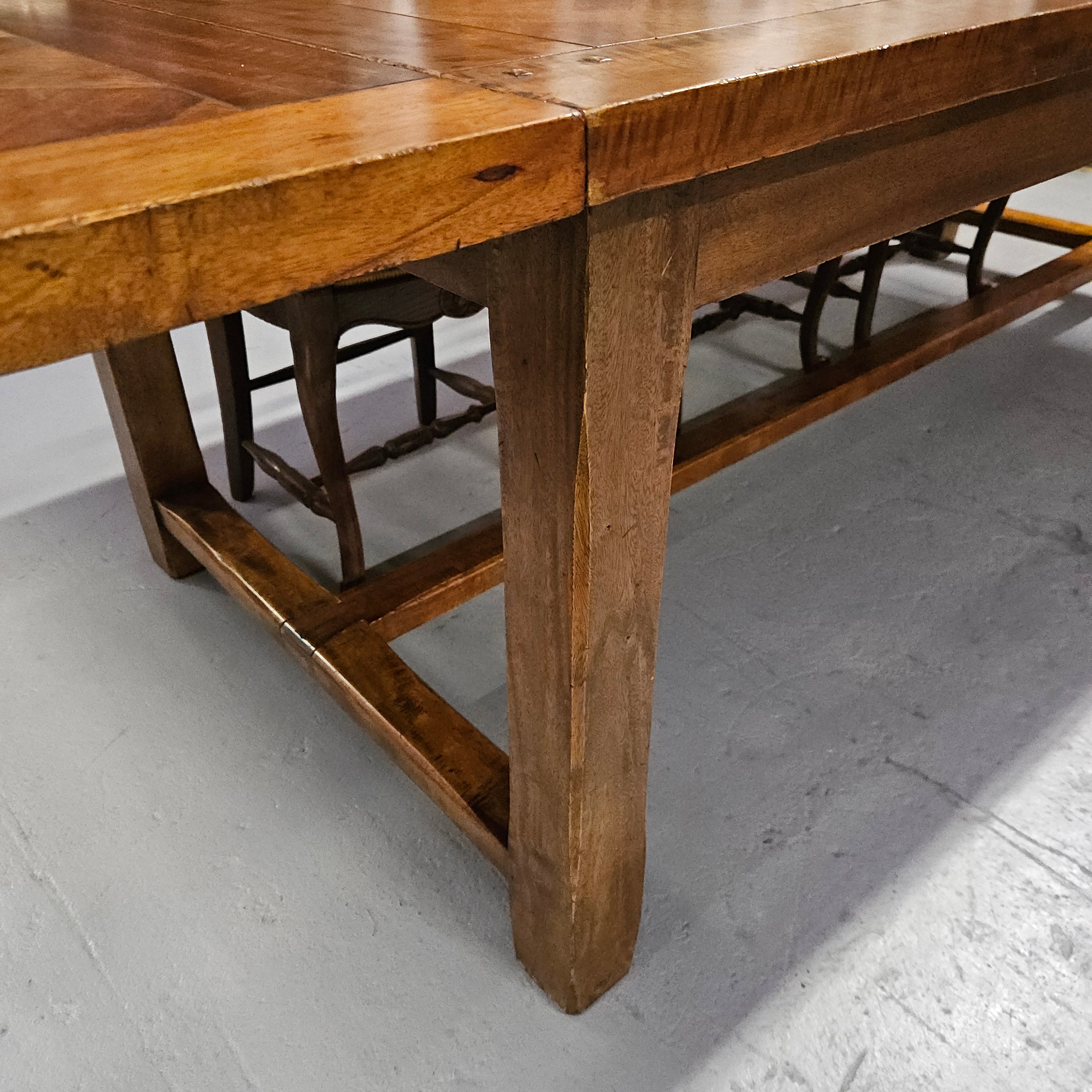 French Style Parquetry Top Fruit wood Farmhouse Extension Table | Antique & Vintage | Moonee Ponds Antiques | Australia Wide Delivery
