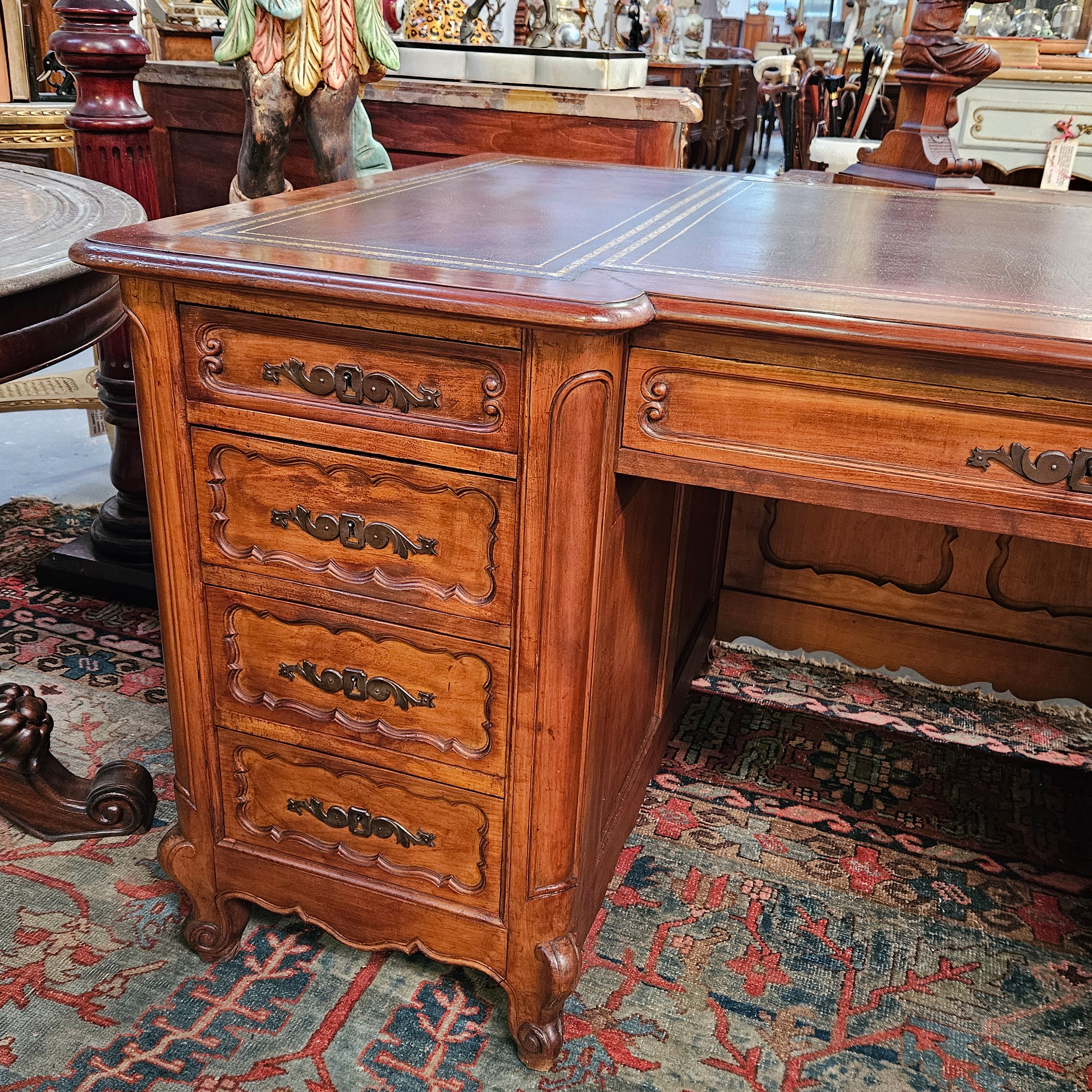 Stunning French Louis XV Style Leather Top Desk | Antique & Vintage | Moonee Ponds Antiques | Australia Wide Delivery