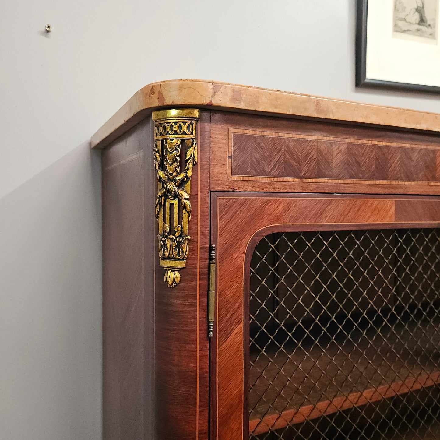 Antique Louis XVI Style French Inlaid Kingwood Bookcase