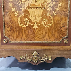 French Walnut Louis XV Style Marble Top Marquetry Inlaid Side Cabinet | Antique & Vintage | Moonee Ponds Antiques | Australia Wide Delivery