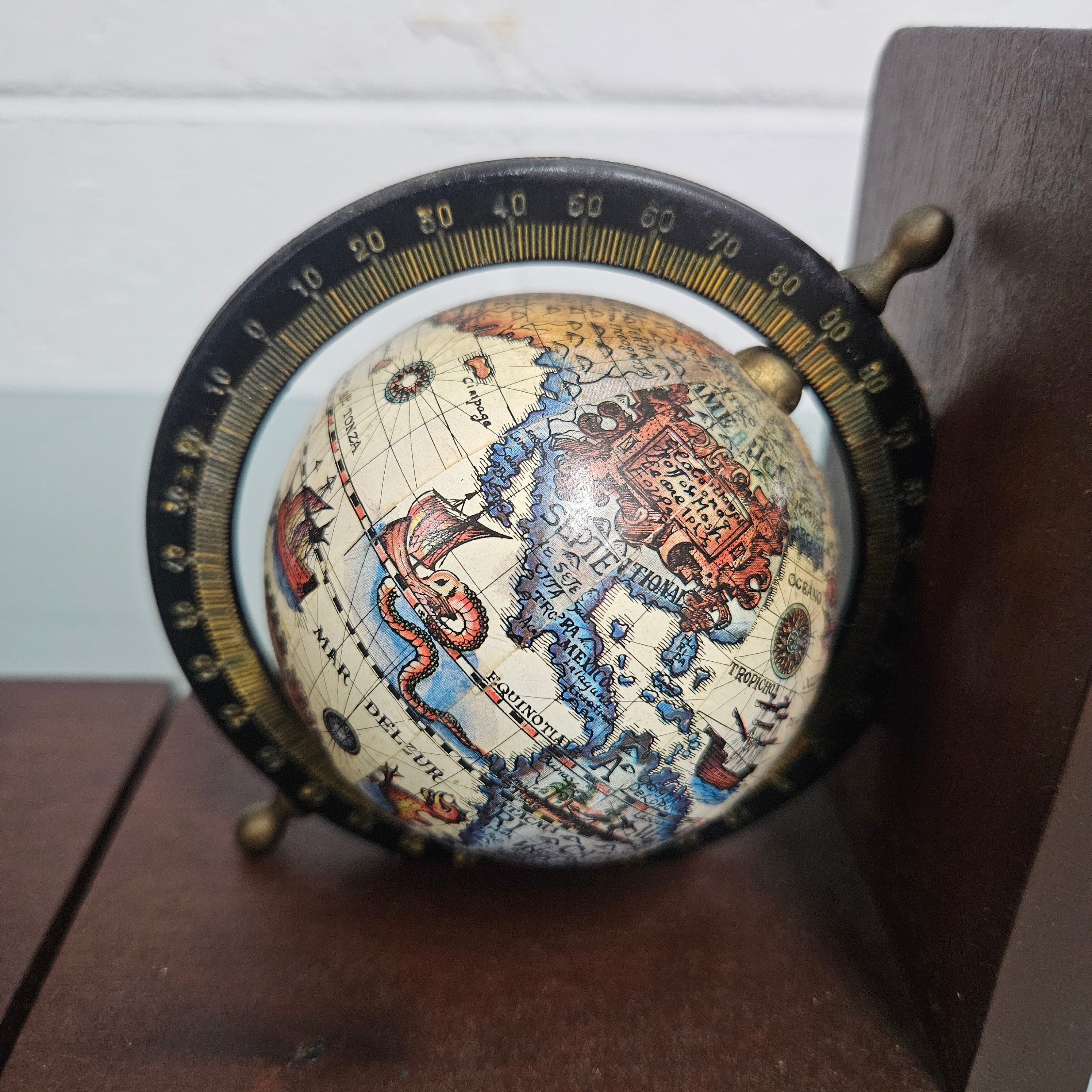 Pair of Vintage World Globe Bookends | Antique & Vintage | Moonee Ponds Antiques | Australia Wide Delivery