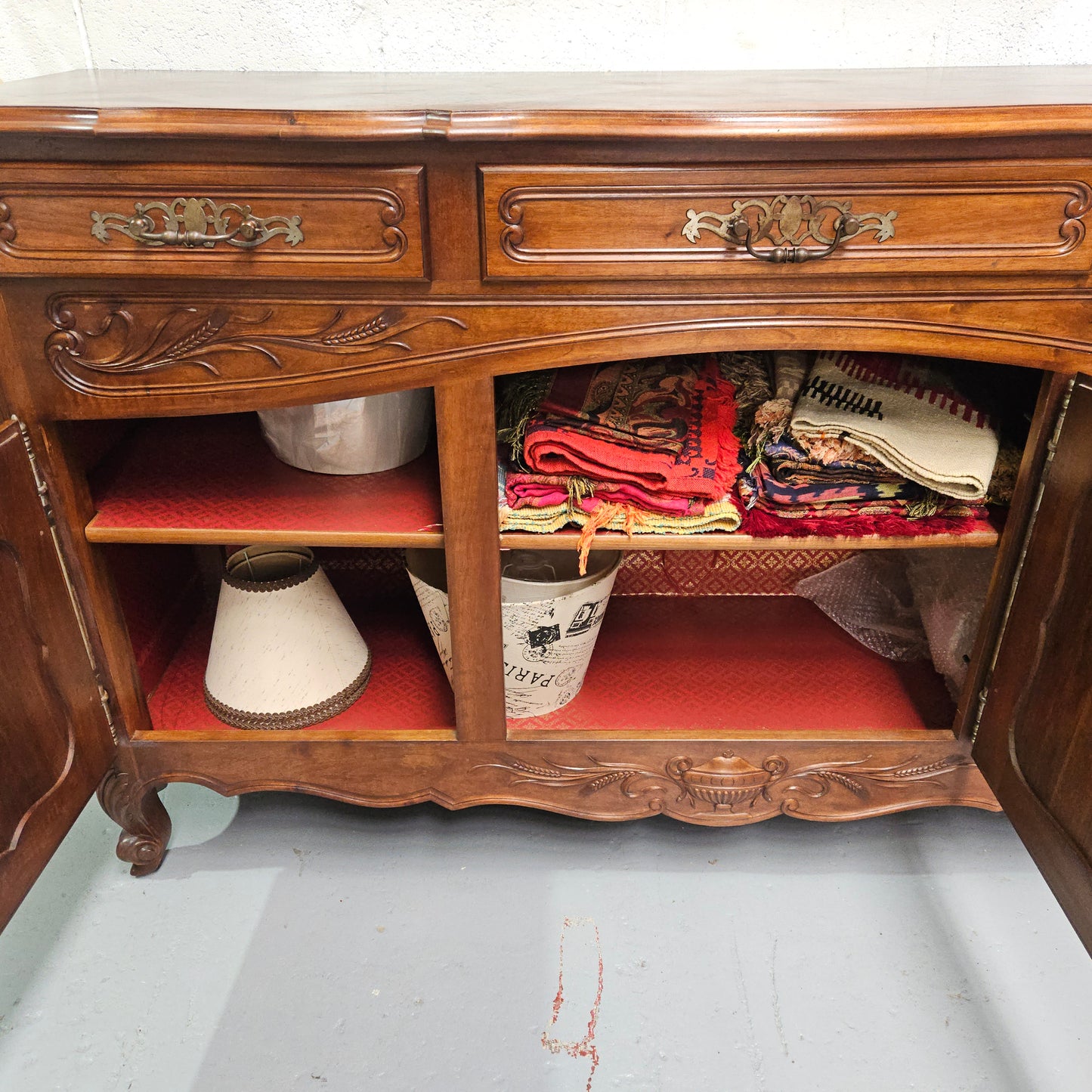 Louis XV Style Walnut Sideboard With Three Drawers & Three Doors