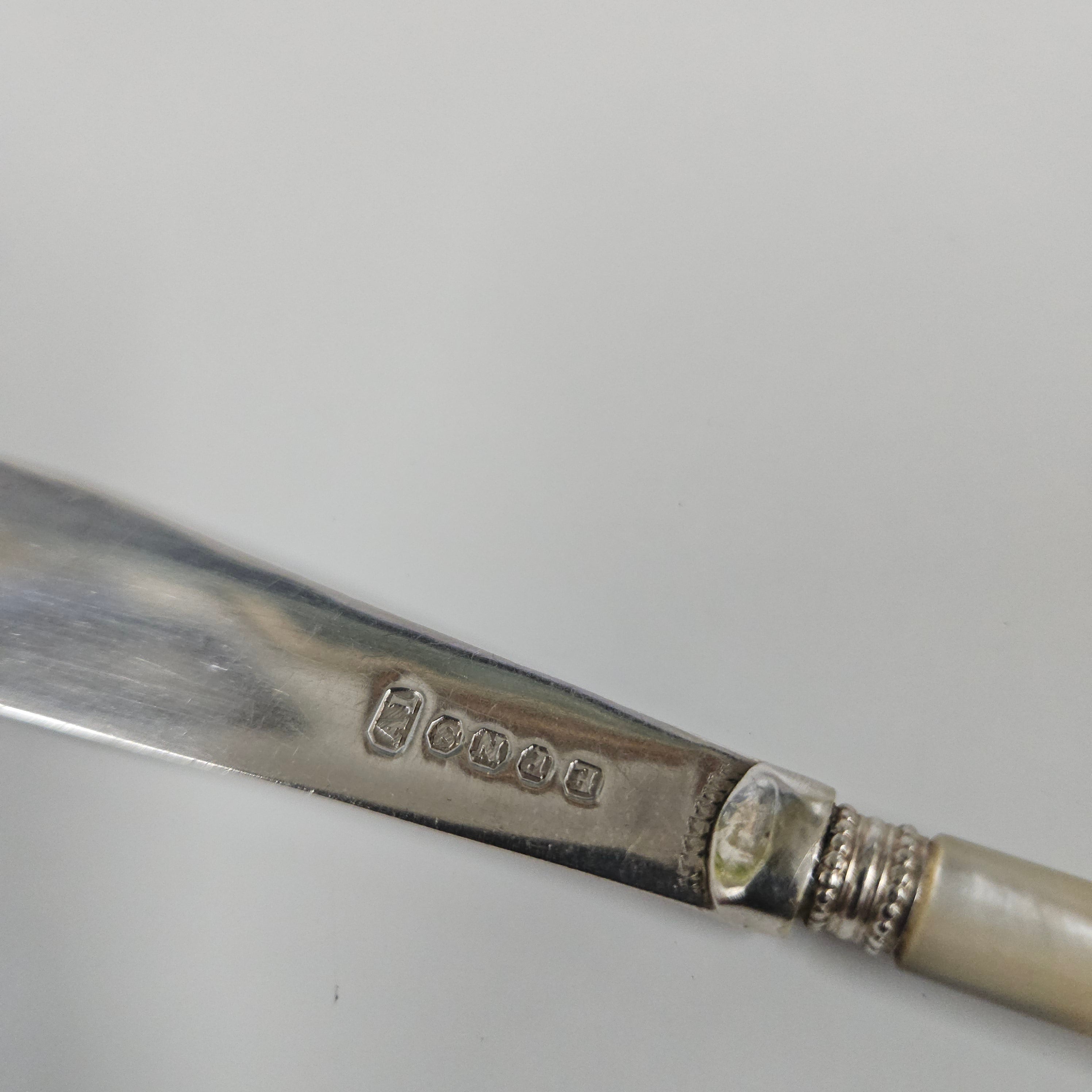 Pair Antique Mother Of Pearl & Silver Plate Butter Knives | Antique & Vintage | Moonee Ponds Antiques | Australia Wide Delivery