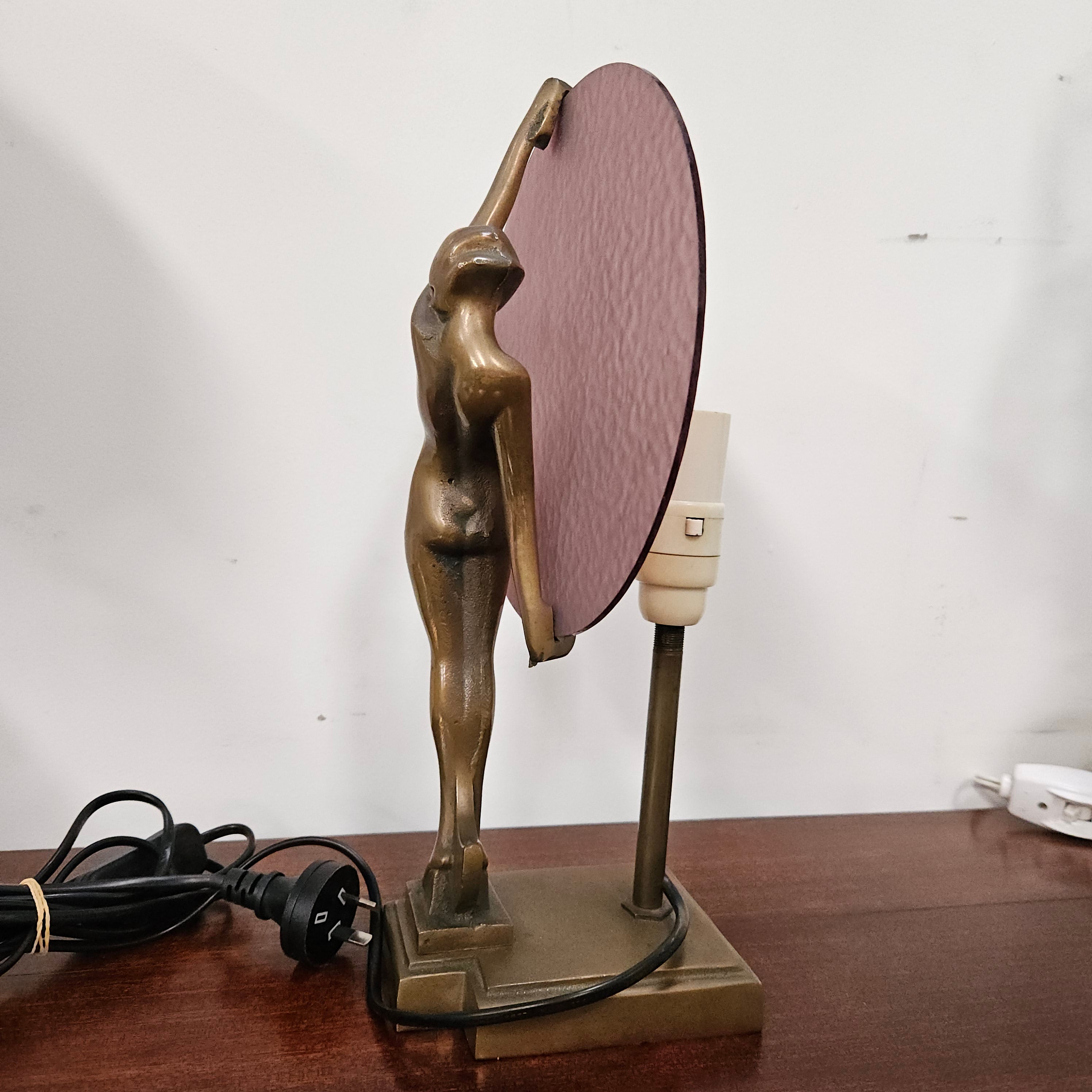 Bronze & Art Glass Diana Lamp | Antique & Vintage | Moonee Ponds Antiques | Australia Wide Delivery
