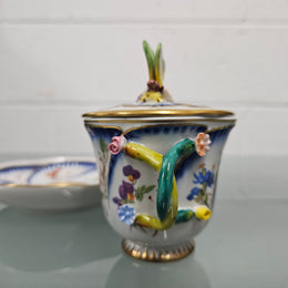 Stunning French Sevres Style Sucrier With Butterfly Lid