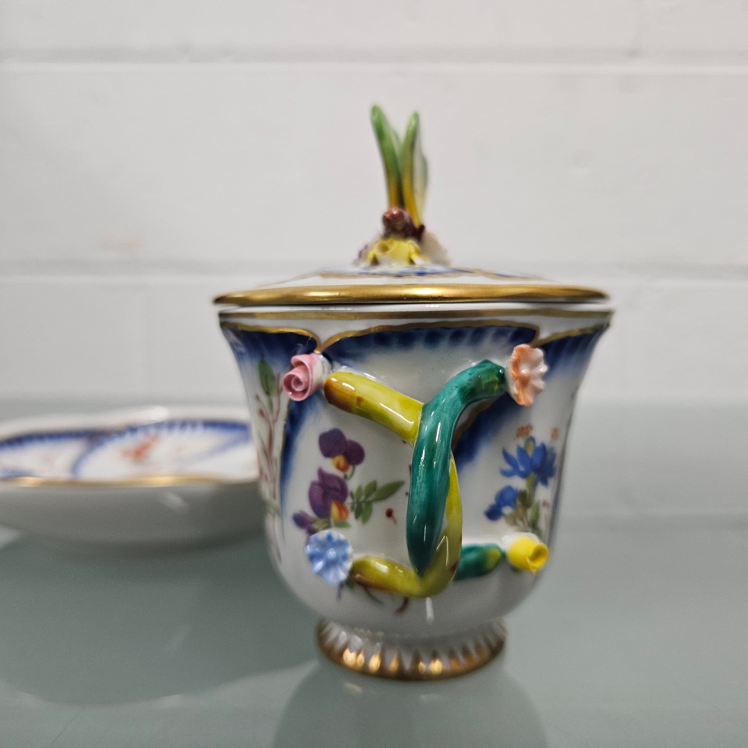 Stunning French Sevres Style Sucrier With Butterfly Lid | Antique & Vintage | Moonee Ponds Antiques | Australia Wide Delivery