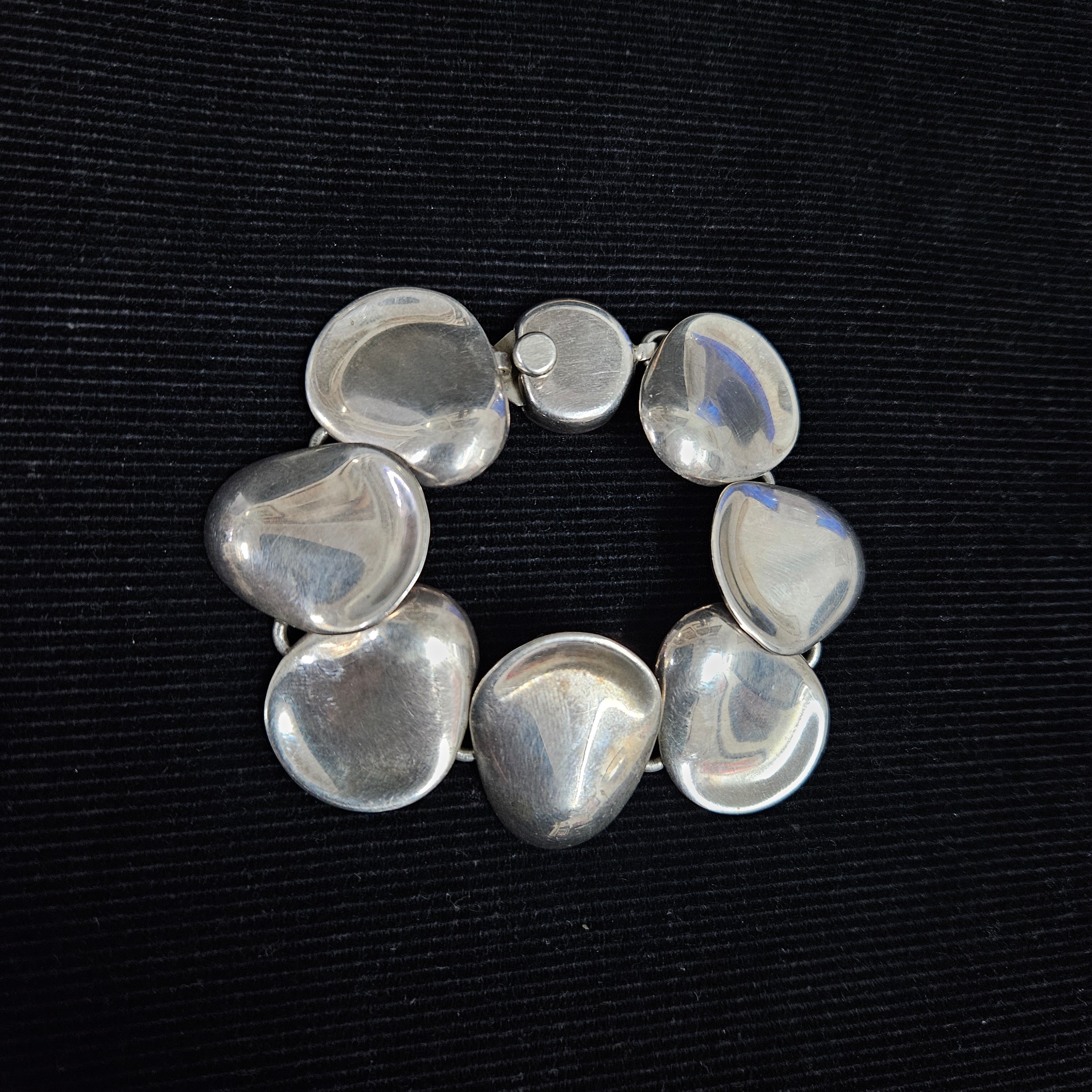 Vintage Mexican Sterling Silver Modernist Free-Form Link Bracelet