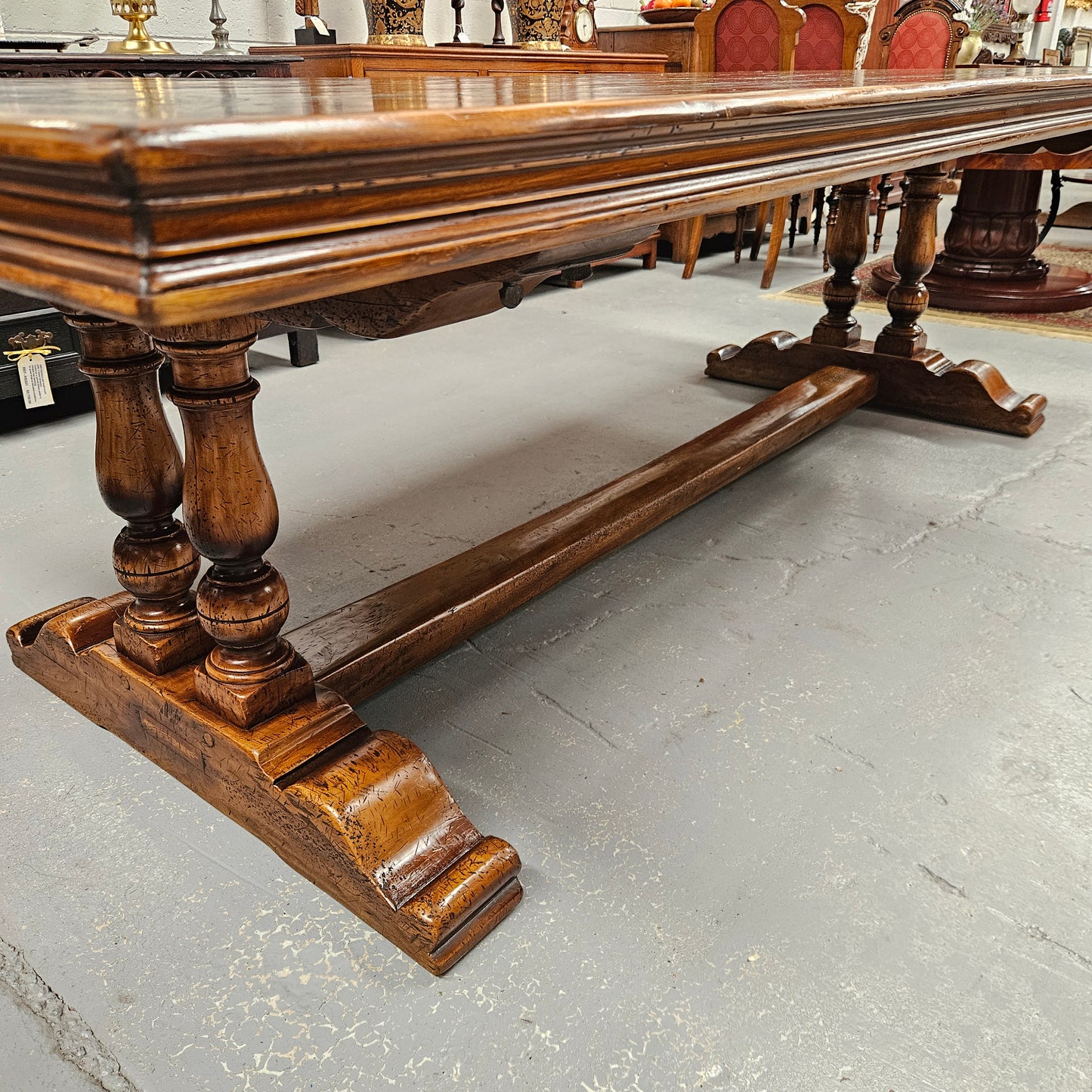 French Elm Farmhouse Style Dining Table