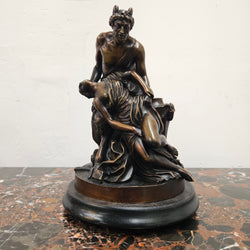 Early 19th Century Dark Brown Patinated Bronze Statue of a Nymph & Satyr After Clodion | Antique & Vintage | Moonee Ponds Antiques | Australia Wide Delivery